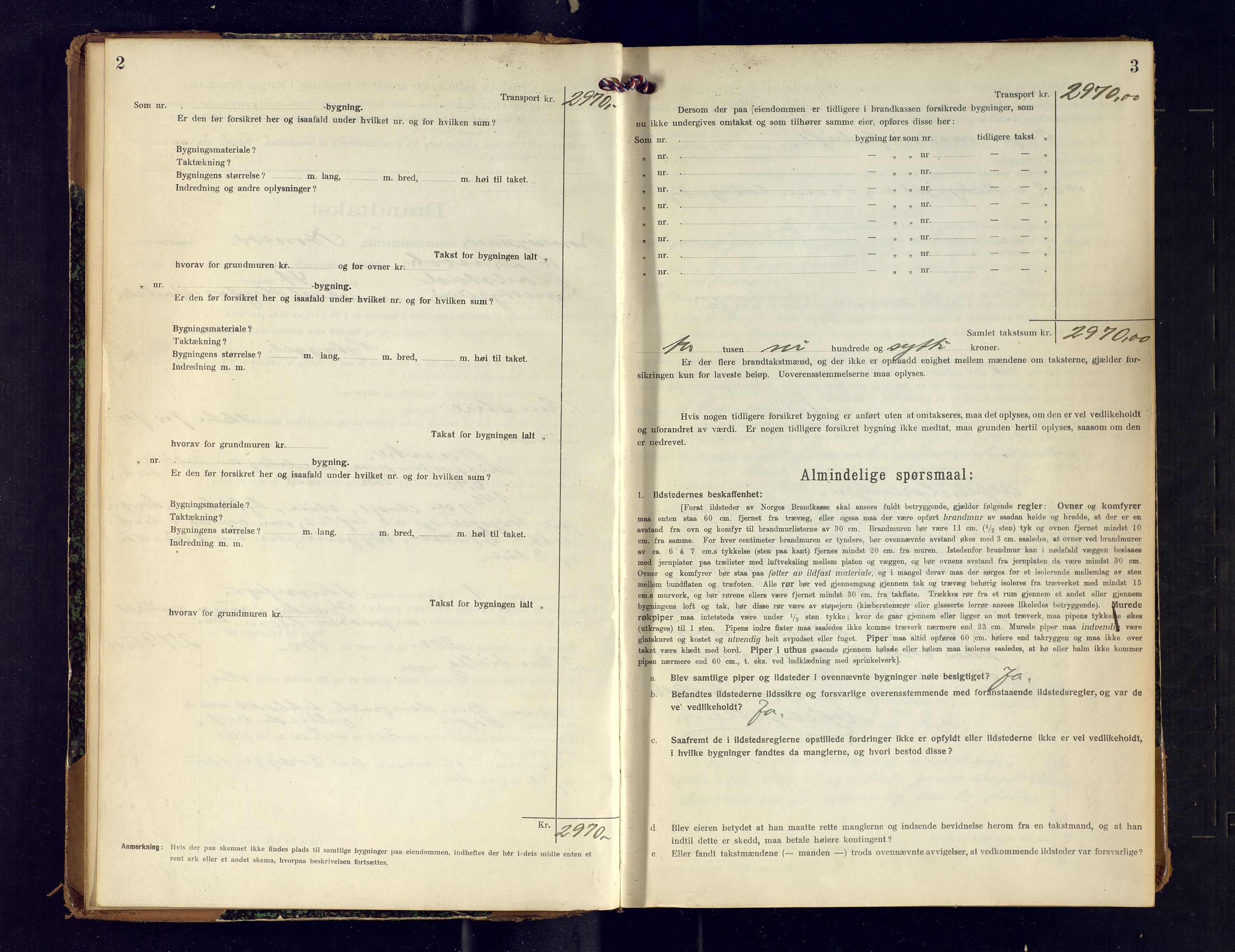 Tromsøysund lensmannskontor, AV/SATØ-SATØ-12/F/Fs/Fsb/L0742: Branntakstprotokoll (S).  Med register, 1916-1918, p. 2-3