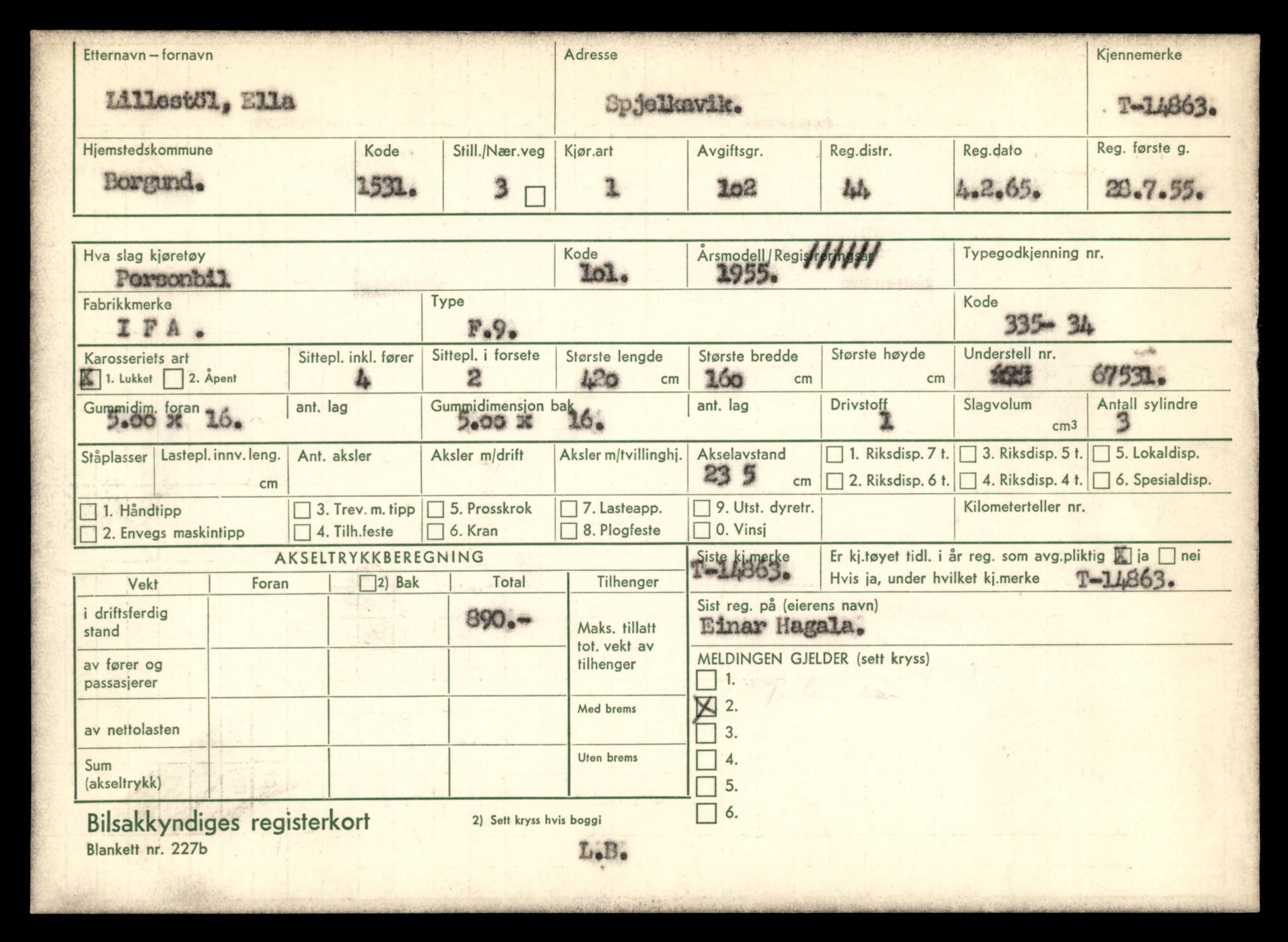 Møre og Romsdal vegkontor - Ålesund trafikkstasjon, AV/SAT-A-4099/F/Fe/L0048: Registreringskort for kjøretøy T 14721 - T 14863, 1927-1998, p. 3267