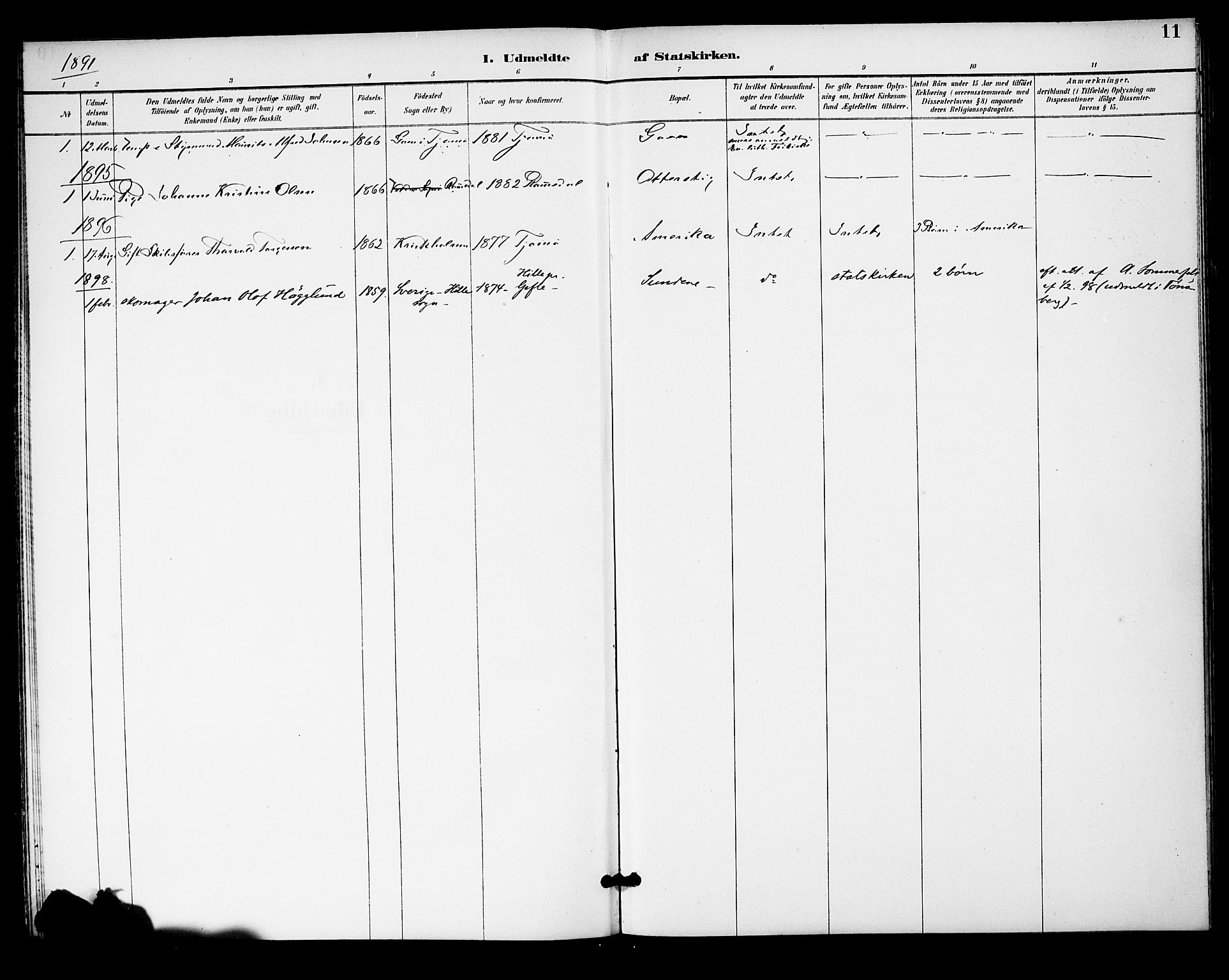Tjøme kirkebøker, SAKO/A-328/F/Fa/L0004: Parish register (official) no. 4, 1891-1900, p. 11