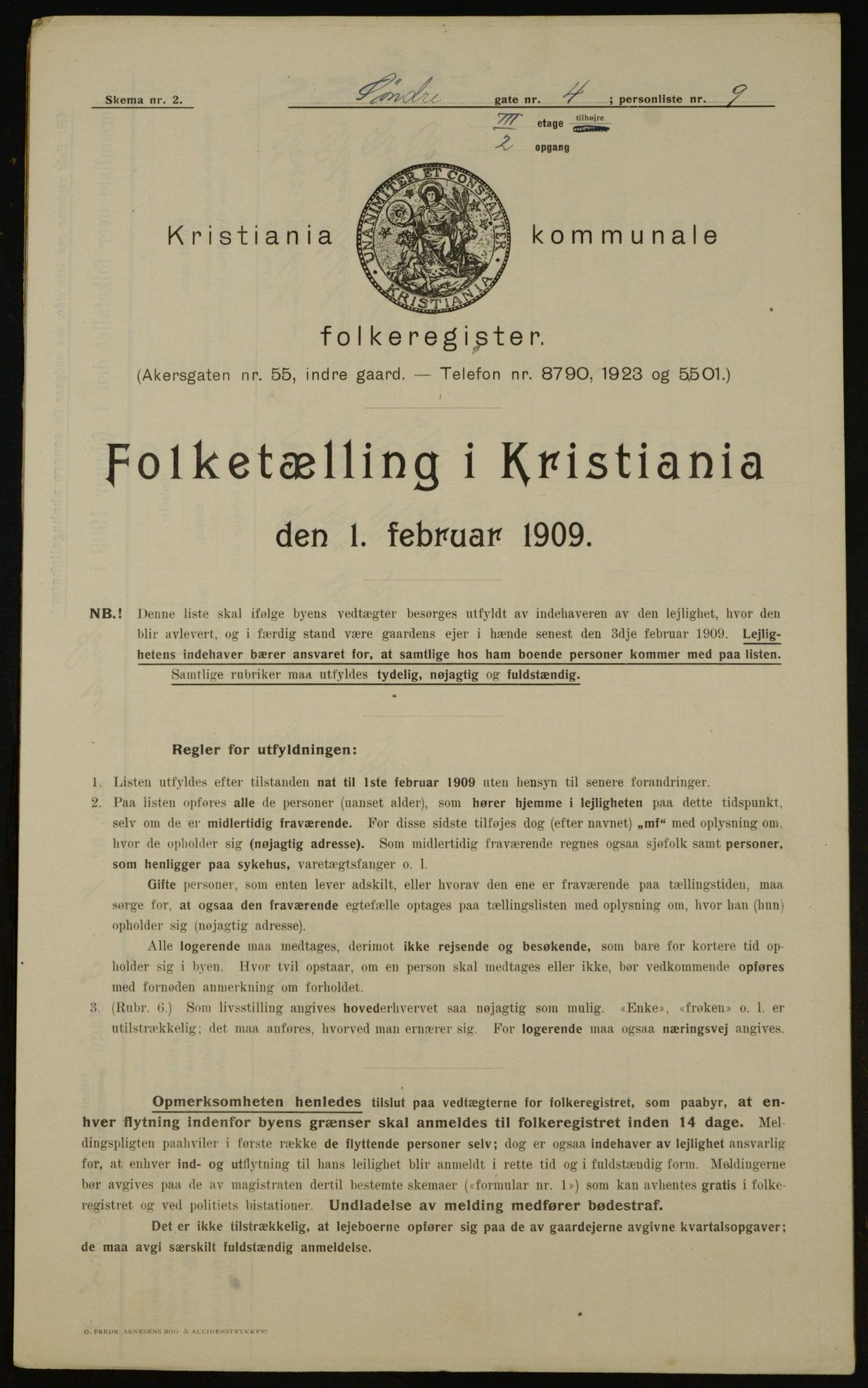 OBA, Municipal Census 1909 for Kristiania, 1909, p. 96334