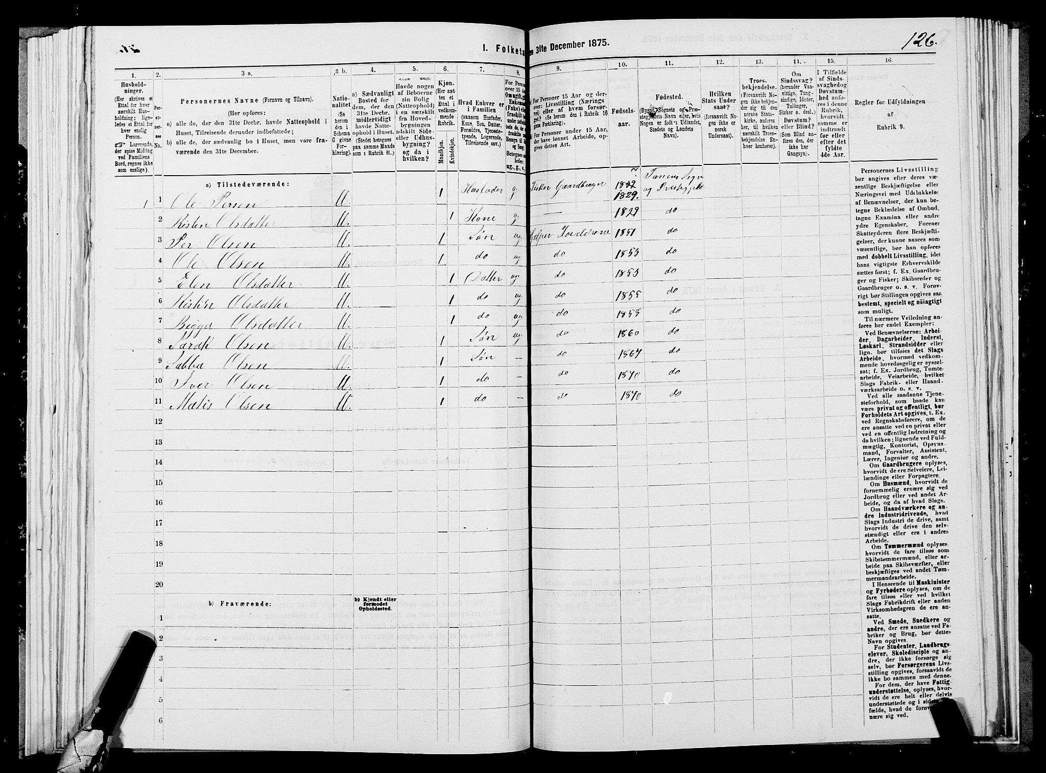 SATØ, 1875 census for 2025P Tana, 1875, p. 2126