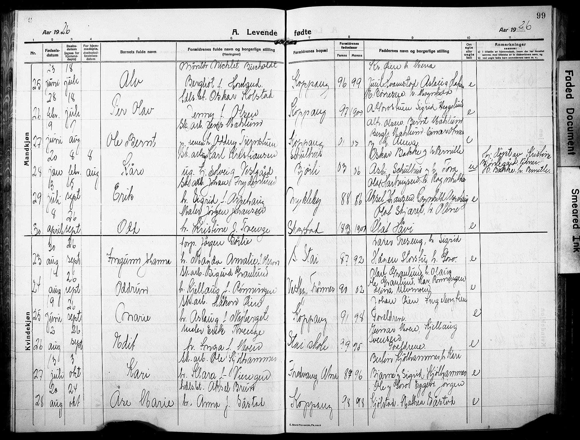 Stor-Elvdal prestekontor, AV/SAH-PREST-052/H/Ha/Hab/L0005: Parish register (copy) no. 5, 1913-1932, p. 99