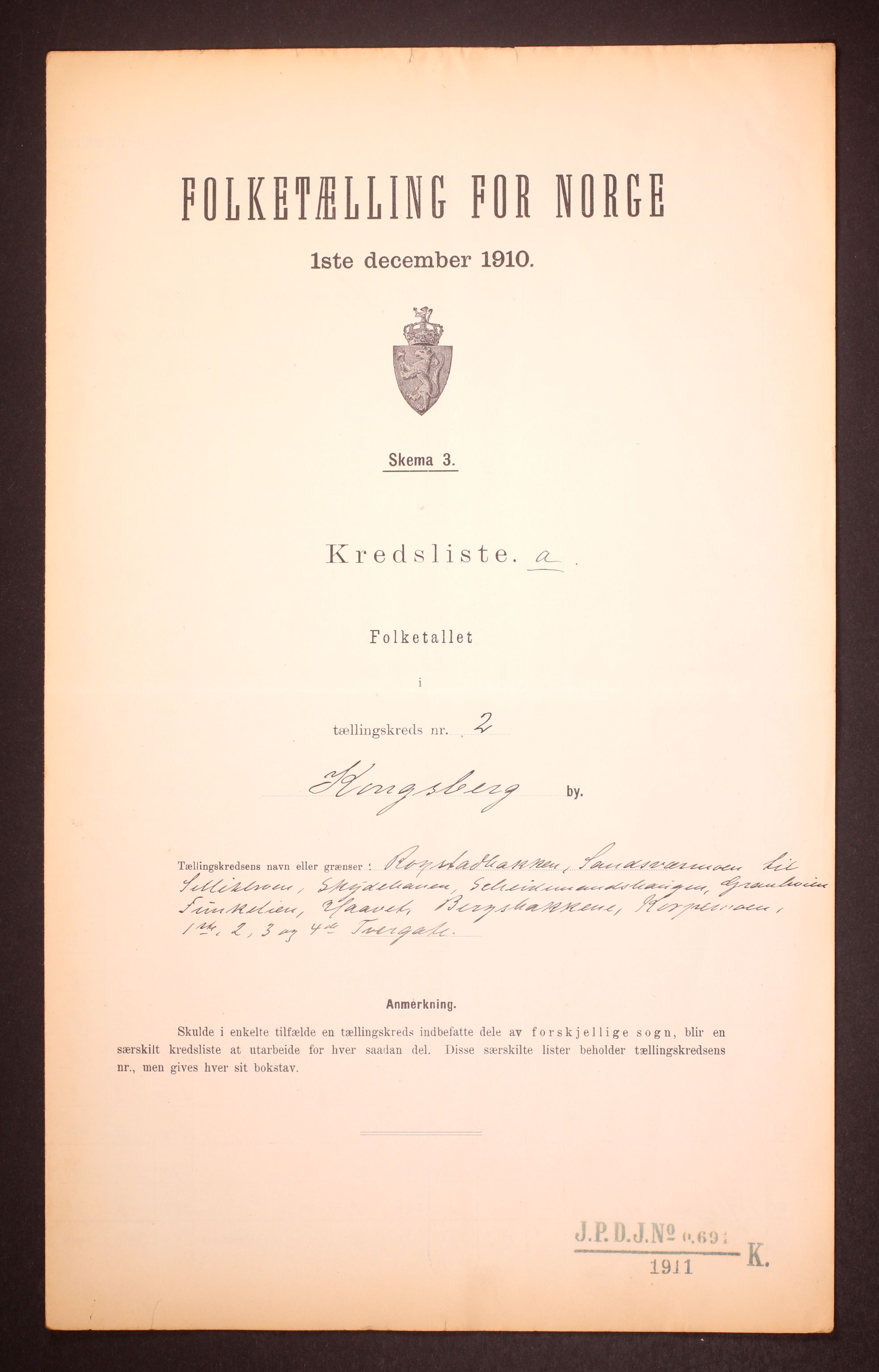 RA, 1910 census for Kongsberg, 1910, p. 10