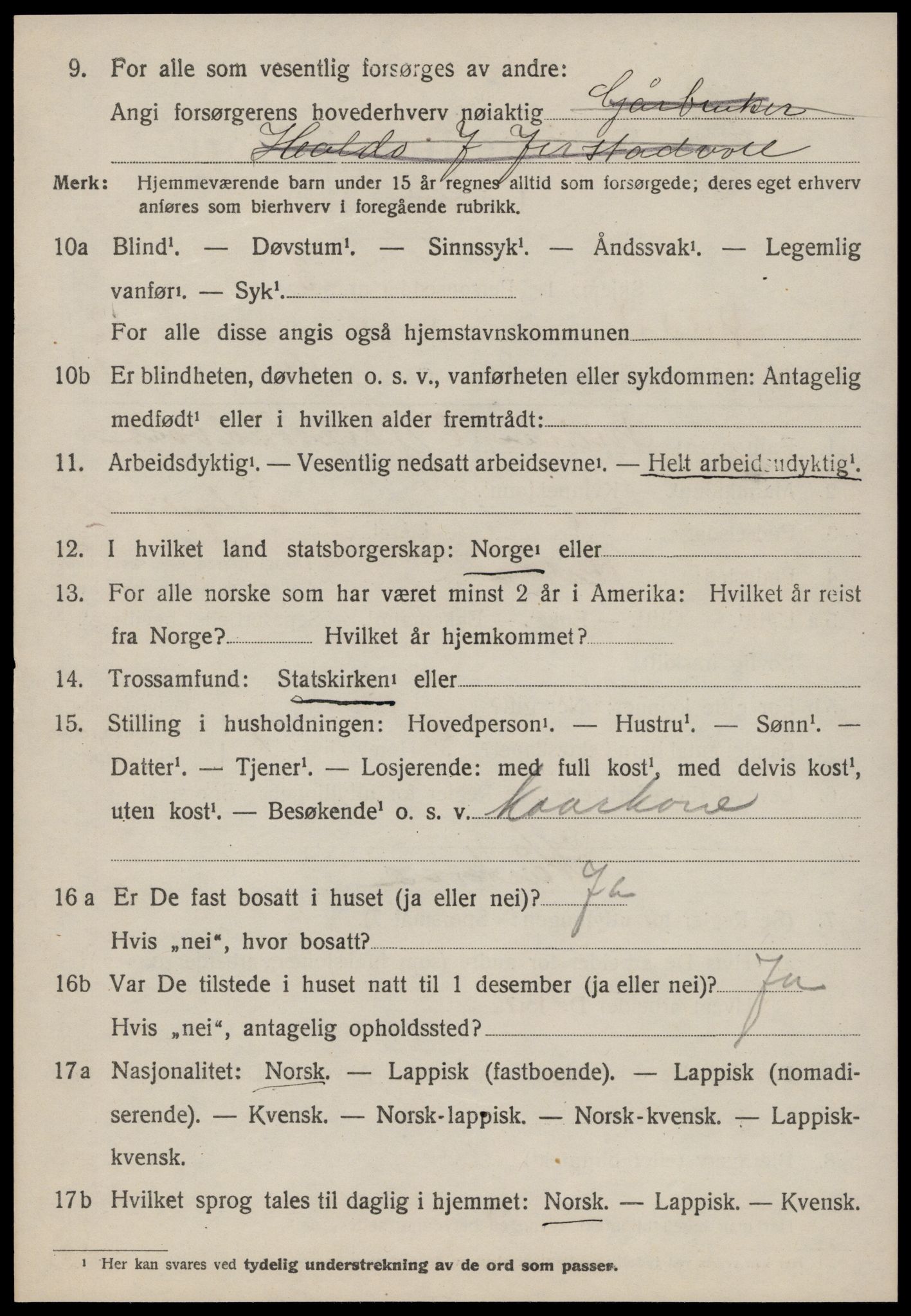 SAT, 1920 census for Meldal, 1920, p. 9460