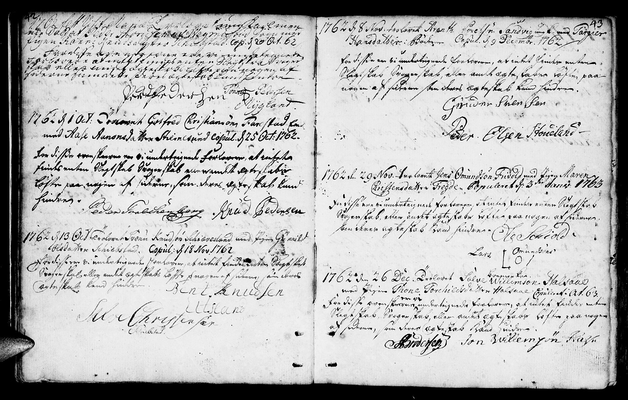 Mandal sokneprestkontor, SAK/1111-0030/F/Fa/Faa/L0006: Parish register (official) no. A 6, 1755-1783, p. 42-43