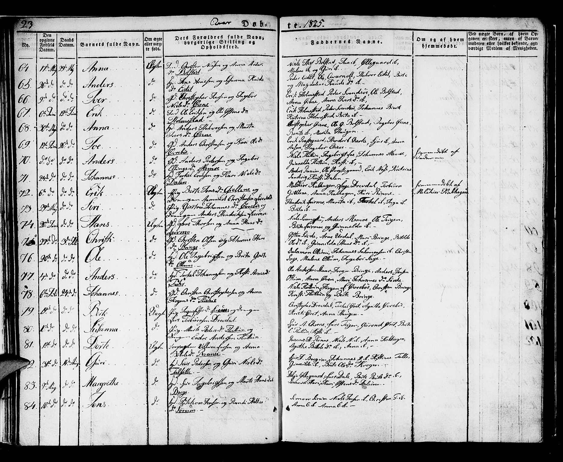 Luster sokneprestembete, SAB/A-81101/H/Haa/Haaa/L0004: Parish register (official) no. A 4, 1821-1832, p. 23