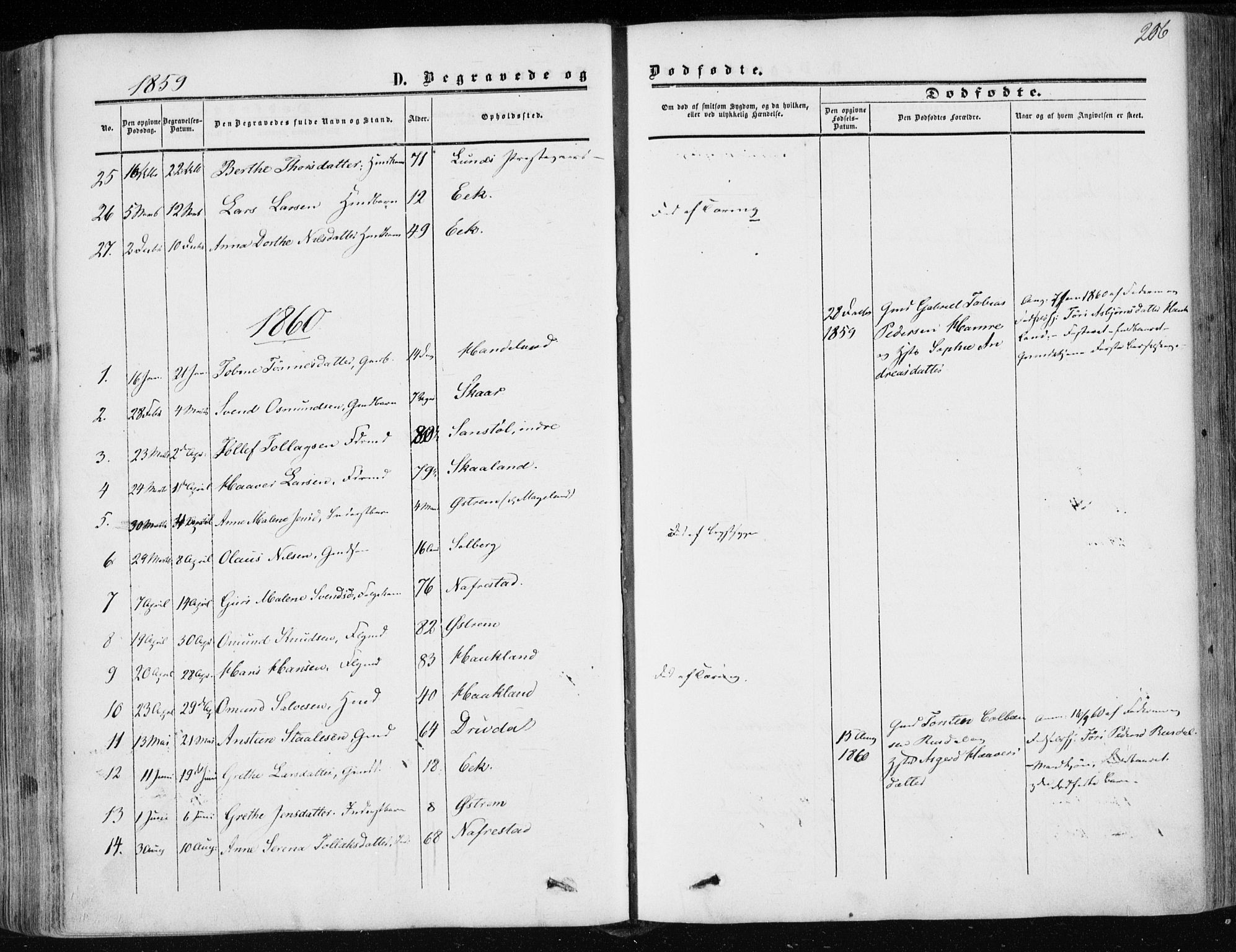 Lund sokneprestkontor, AV/SAST-A-101809/S06/L0009: Parish register (official) no. A 8, 1853-1877, p. 206