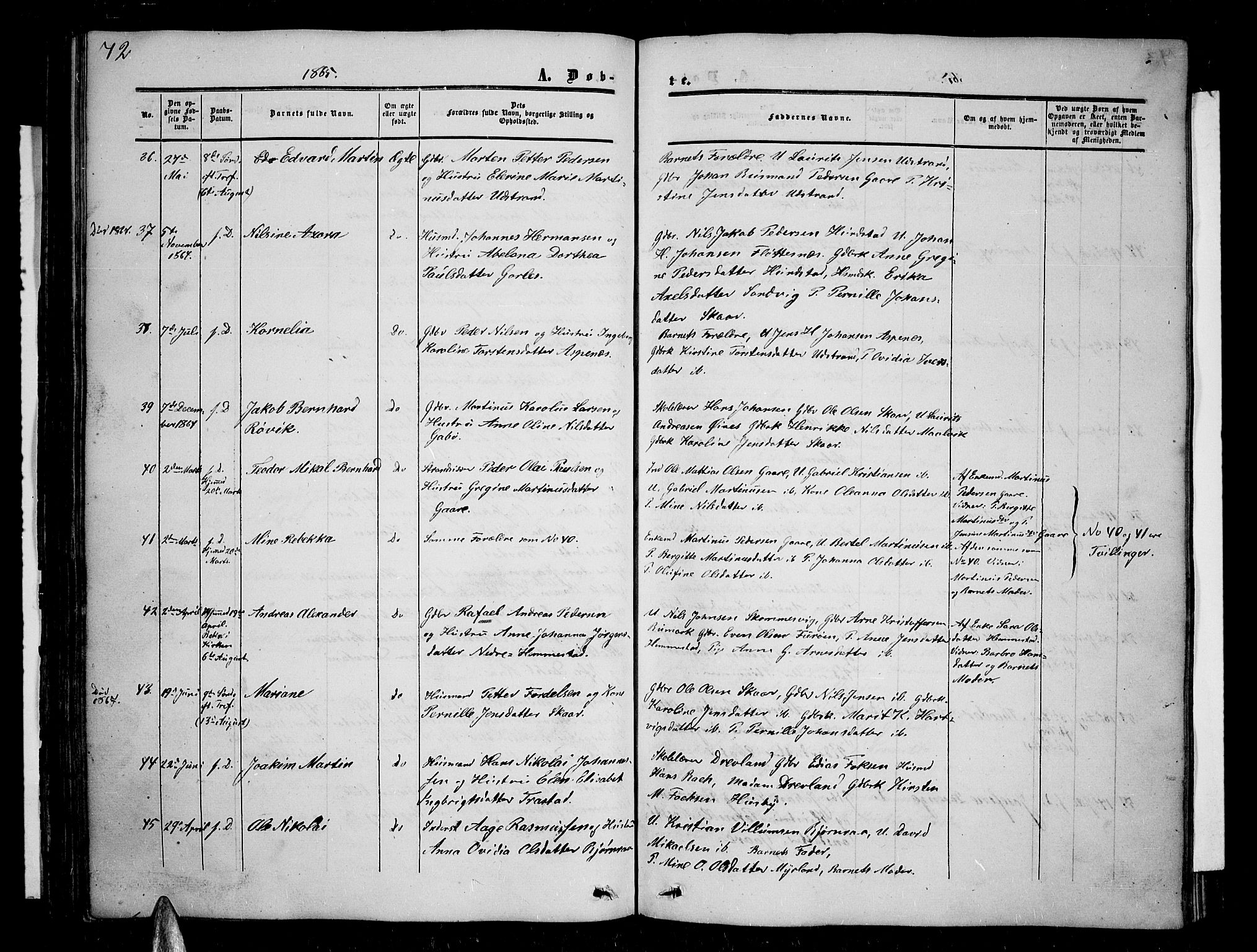 Kvæfjord sokneprestkontor, AV/SATØ-S-1323/G/Ga/Gab/L0003klokker: Parish register (copy) no. 3, 1856-1870, p. 72