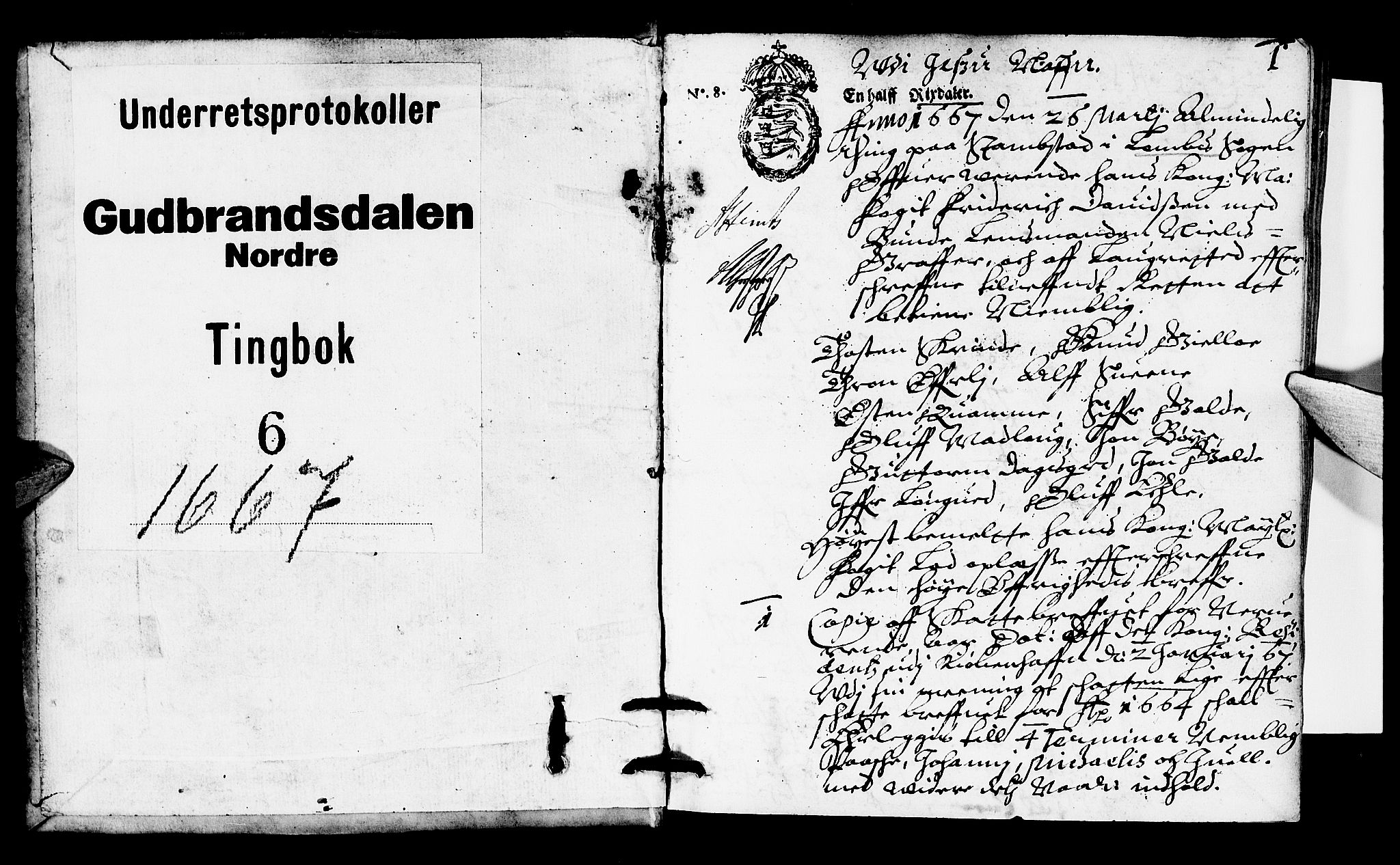 Sorenskriverier i Gudbrandsdalen, SAH/TING-036/G/Gb/Gba/L0006: Tingbok - Nord-Gudbrandsdal, 1667, p. 0b-1a