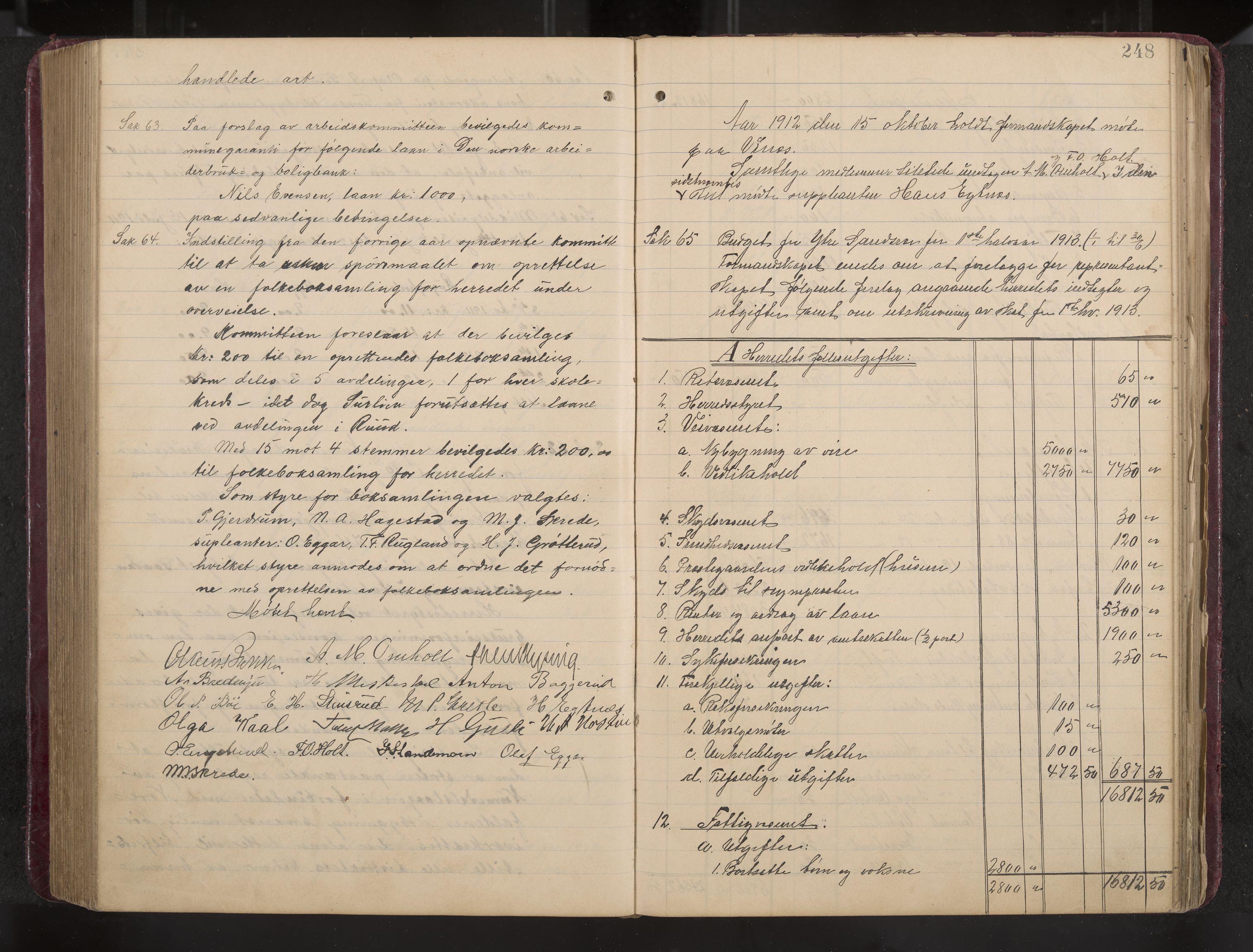 Ytre Sandsvær formannskap og sentraladministrasjon, IKAK/0629021/A/Aa/L0001: Møtebok med register, 1902-1919, p. 248