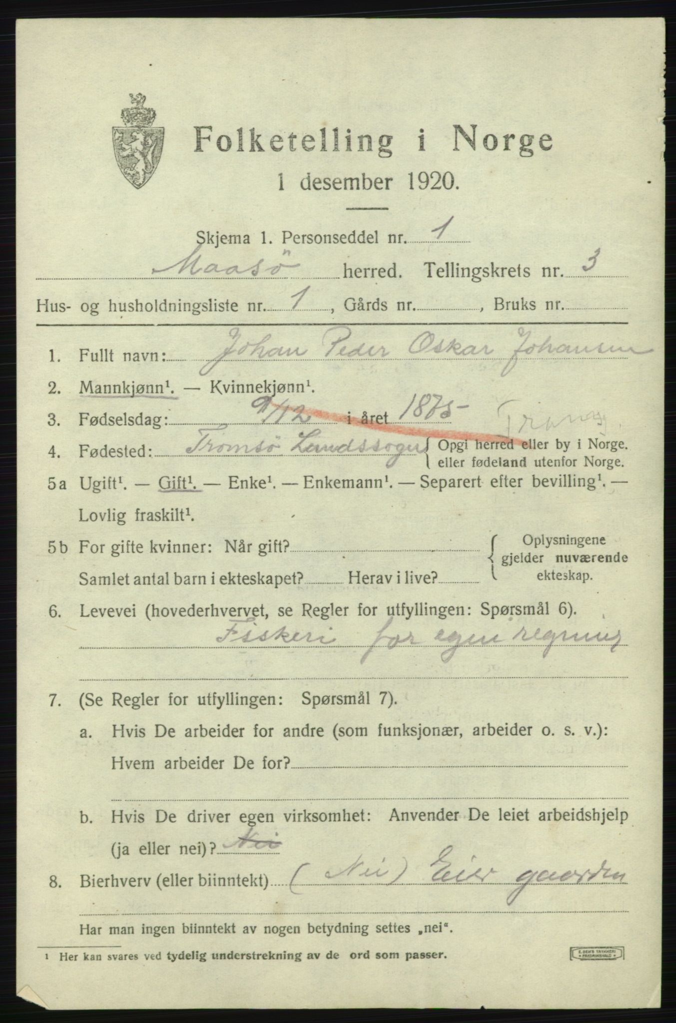 SATØ, 1920 census for Måsøy, 1920, p. 1570