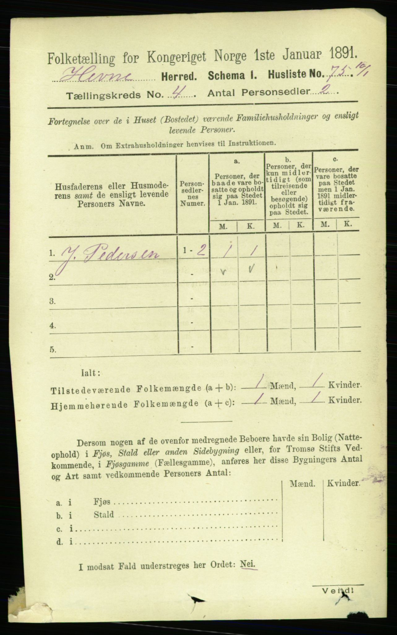 RA, 1891 census for 1612 Hemne, 1891, p. 1859