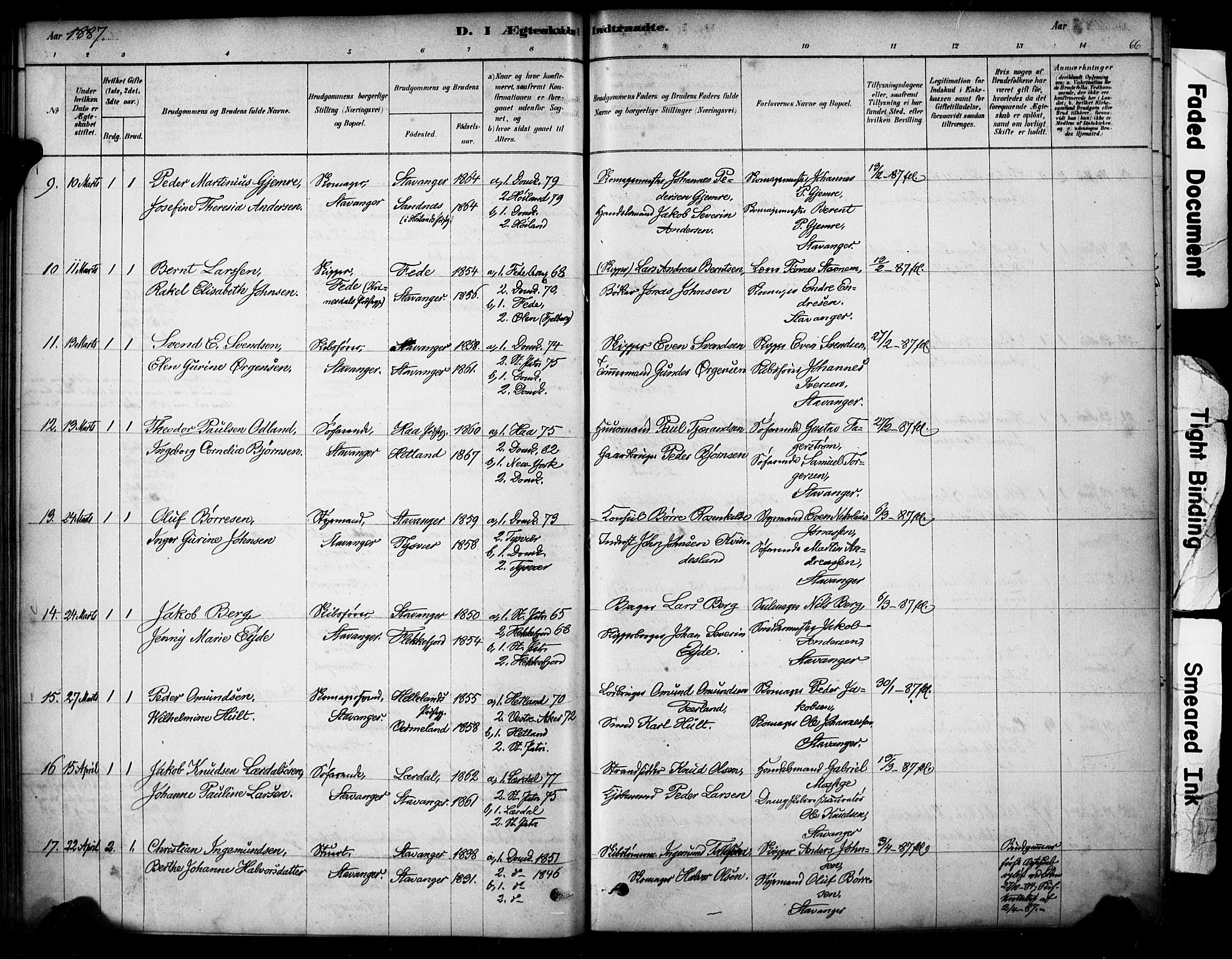 Domkirken sokneprestkontor, SAST/A-101812/001/30/30BA/L0029: Parish register (official) no. A 28, 1878-1904, p. 66