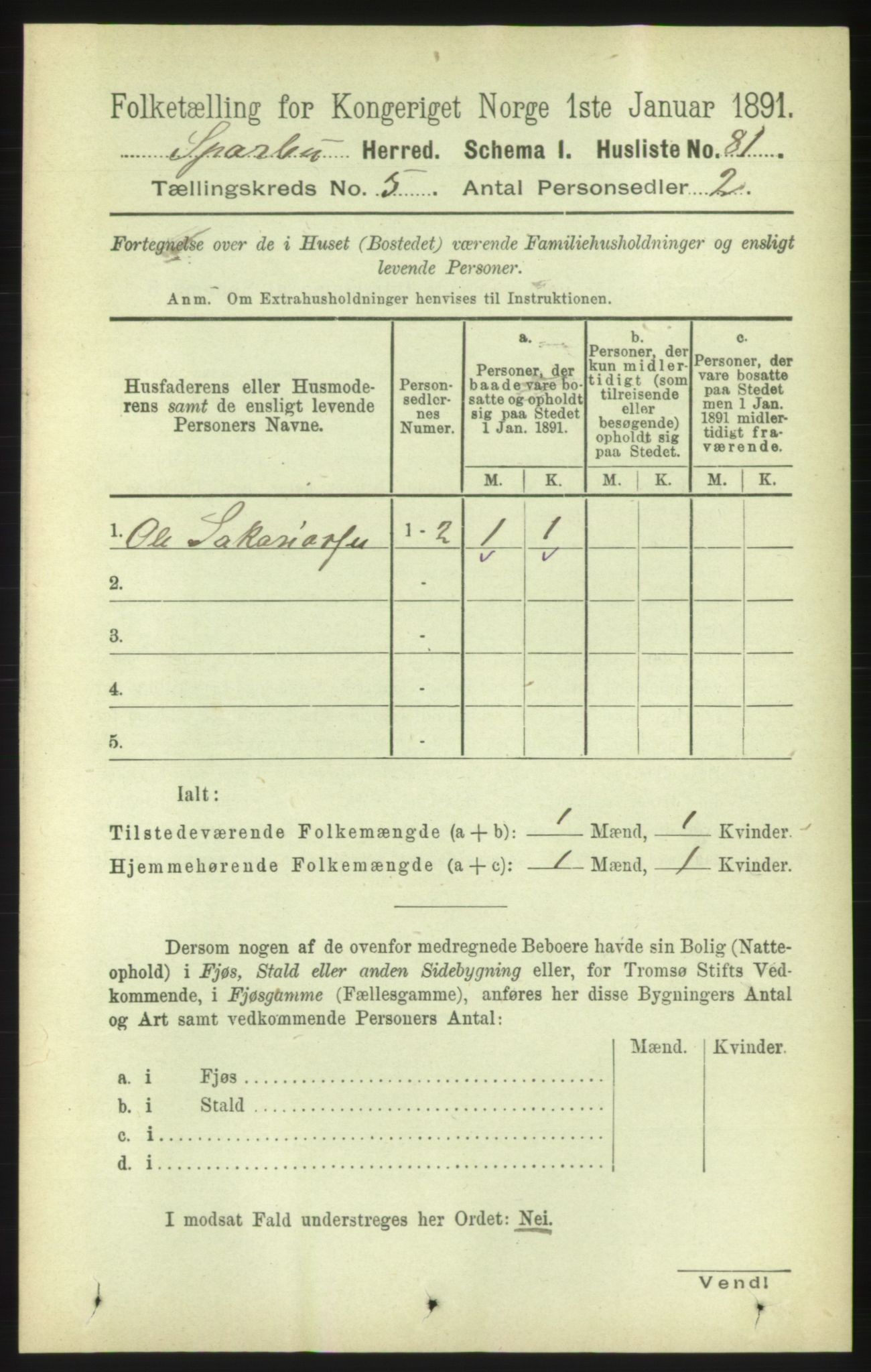 RA, 1891 census for 1731 Sparbu, 1891, p. 1664