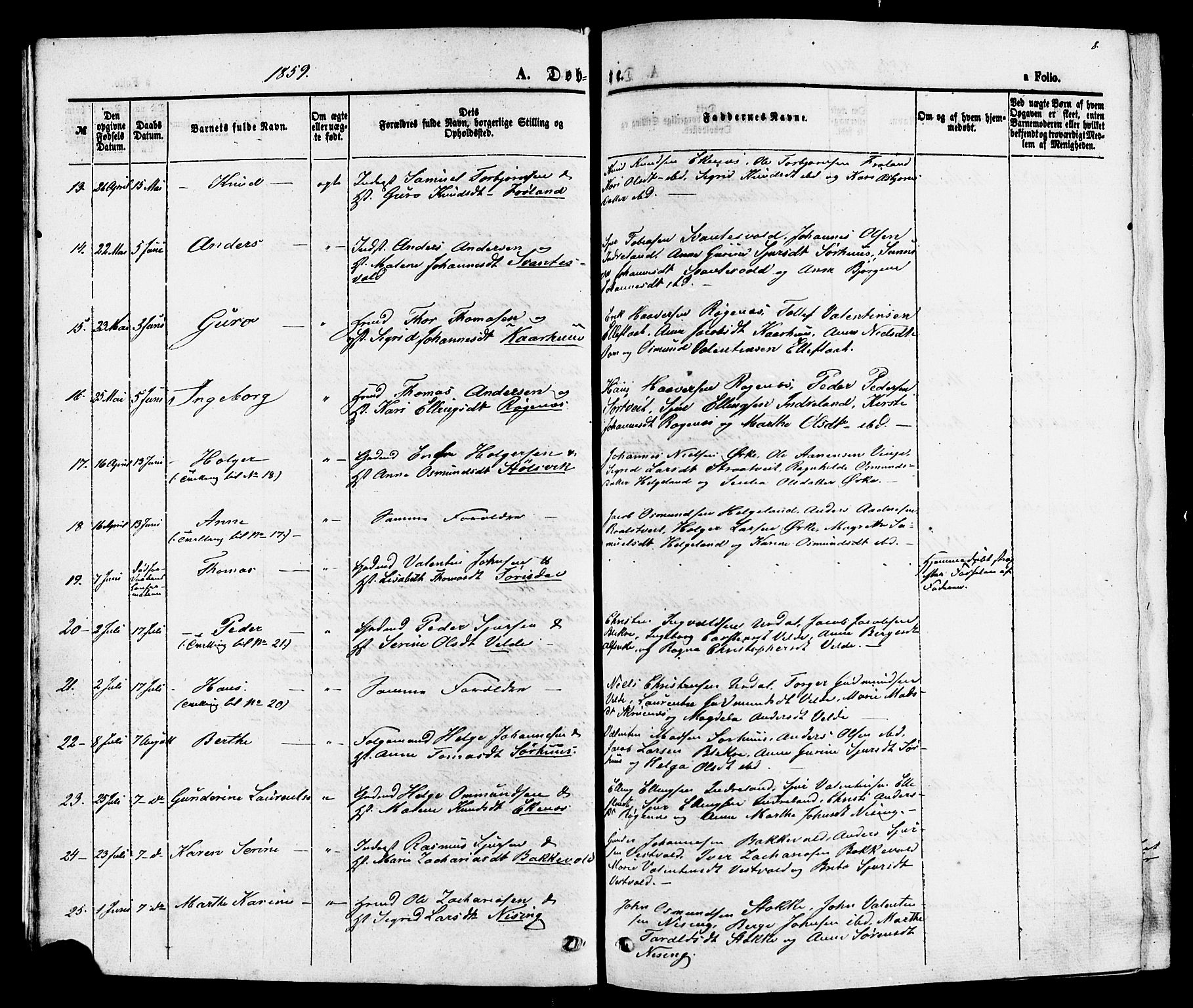 Skjold sokneprestkontor, AV/SAST-A-101847/H/Ha/Haa/L0007: Parish register (official) no. A 7, 1857-1882, p. 8