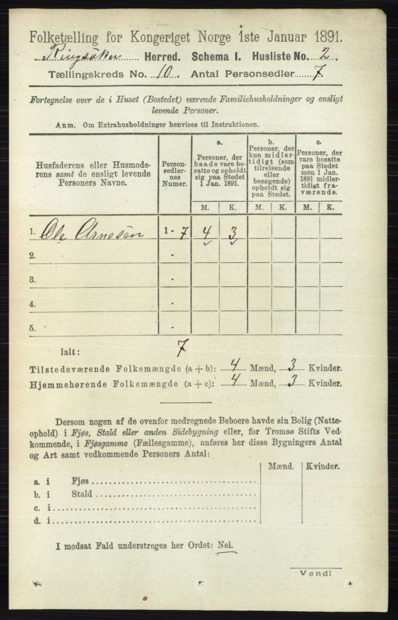 RA, 1891 census for 0412 Ringsaker, 1891, p. 5550