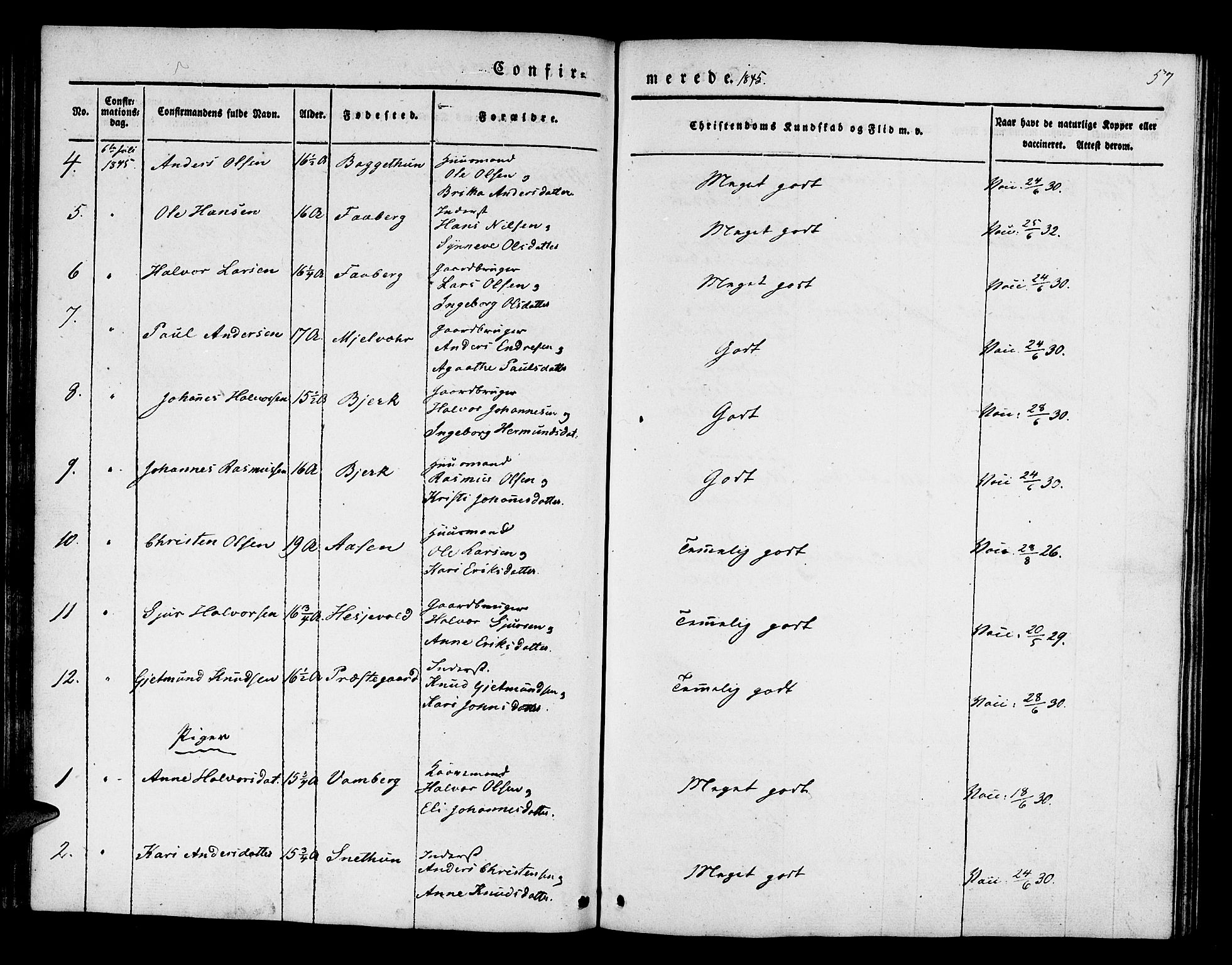 Jostedal sokneprestembete, AV/SAB-A-80601/H/Haa/Haaa/L0004: Parish register (official) no. A 4, 1837-1848, p. 57