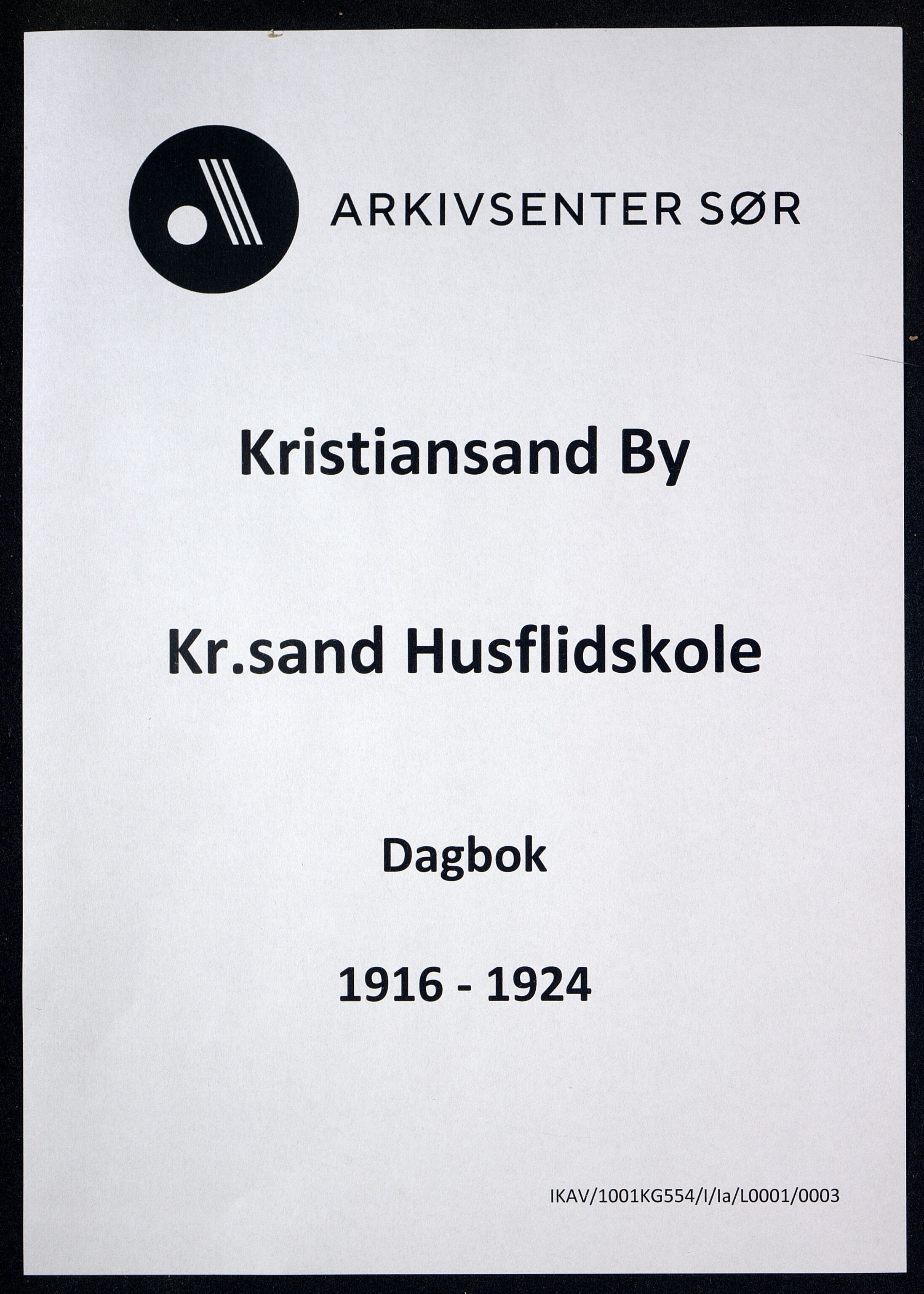 Kristiansand By - Kr.Sand Kvindelige Håndgjernings- og Tegneskole/ Kr.Sand Kvindelige Industriskole/ Husflidskolen, ARKSOR/1001KG554/I/Ia/L0001/0003: Dagbøker, linsøm / Dagbok, 1916-1924