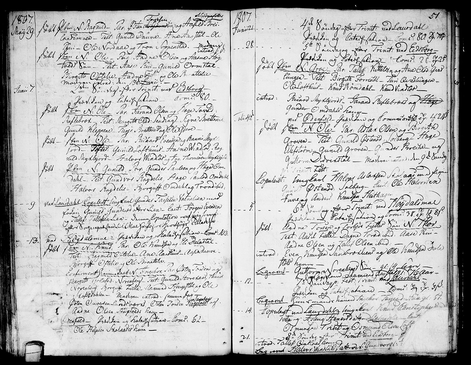 Lårdal kirkebøker, AV/SAKO-A-284/F/Fa/L0004: Parish register (official) no. I 4, 1790-1814, p. 51