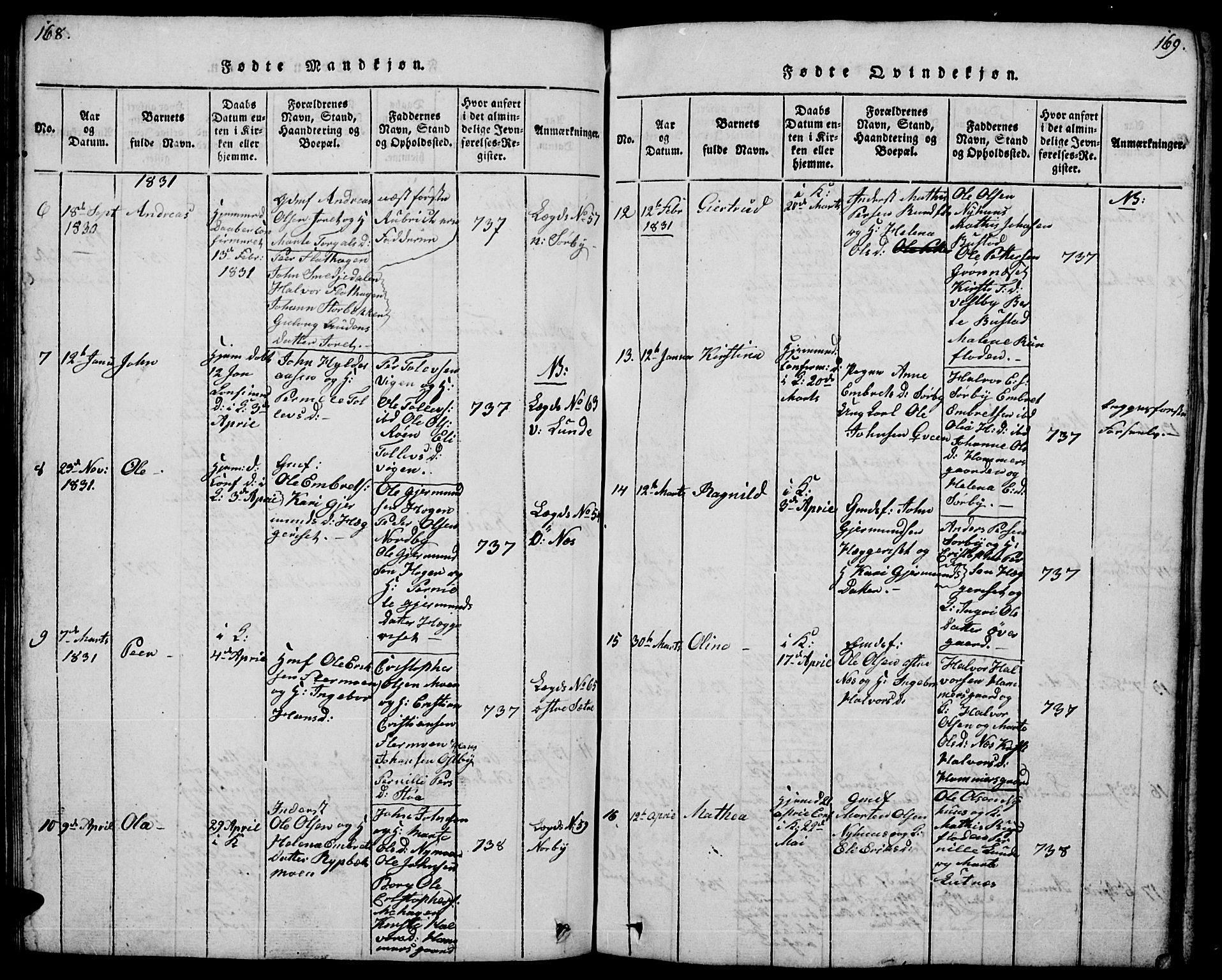 Trysil prestekontor, AV/SAH-PREST-046/H/Ha/Hab/L0004: Parish register (copy) no. 4, 1814-1841, p. 168-169