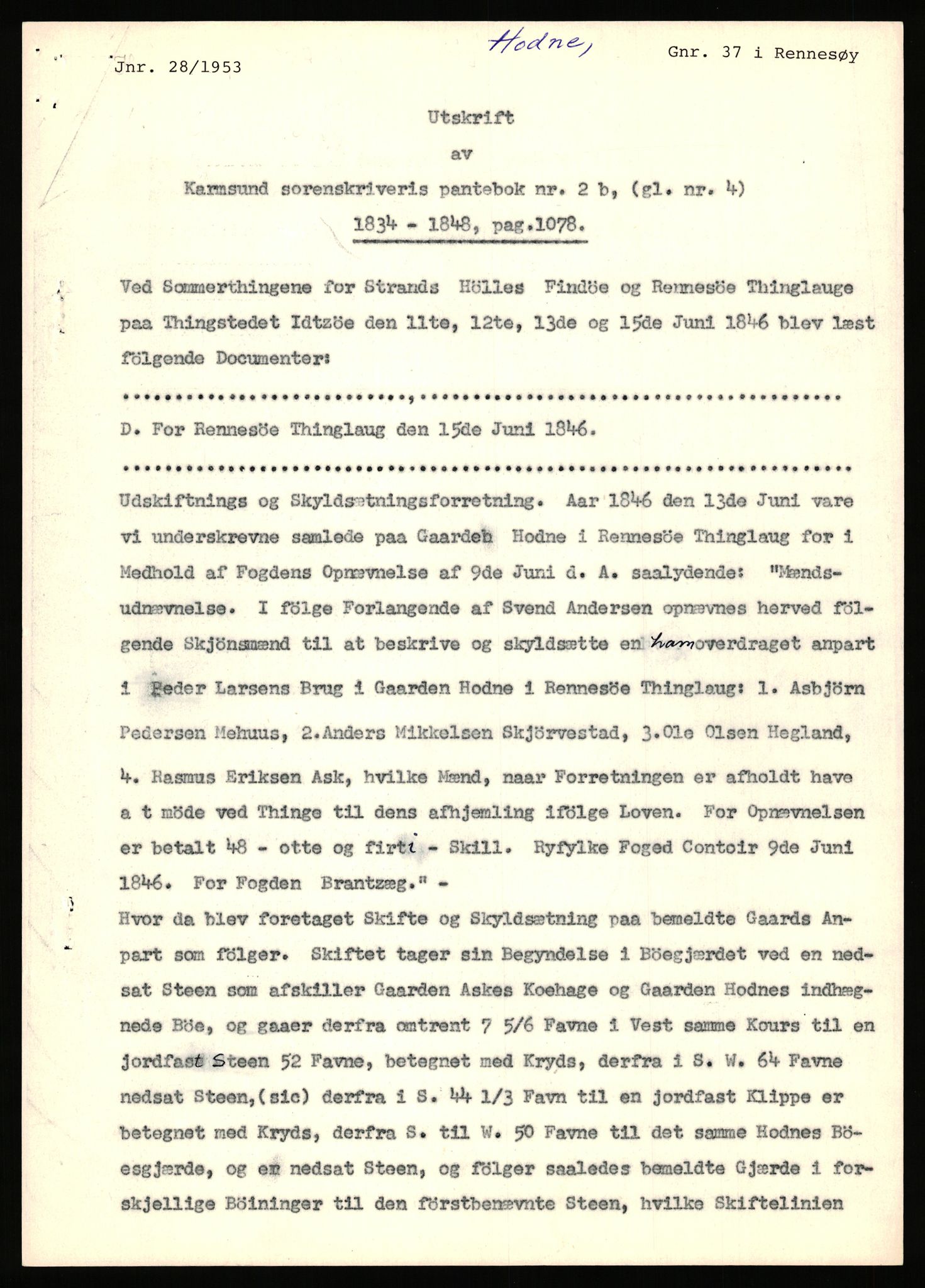 Statsarkivet i Stavanger, AV/SAST-A-101971/03/Y/Yj/L0038: Avskrifter sortert etter gårdsnavn: Hodne - Holte, 1750-1930, p. 23