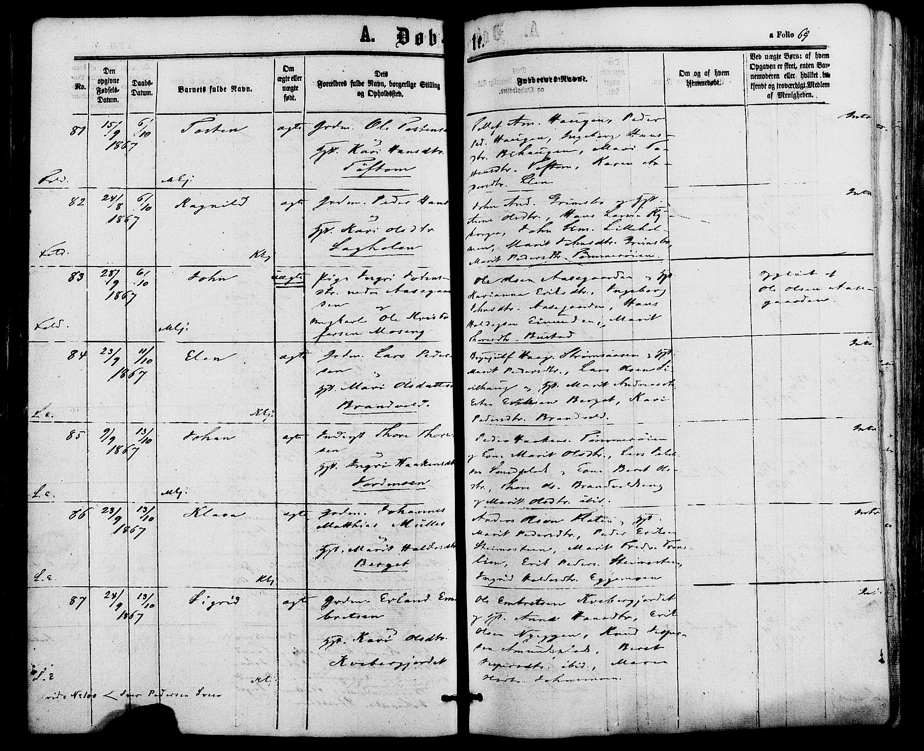 Alvdal prestekontor, SAH/PREST-060/H/Ha/Haa/L0001: Parish register (official) no. 1, 1863-1882, p. 69