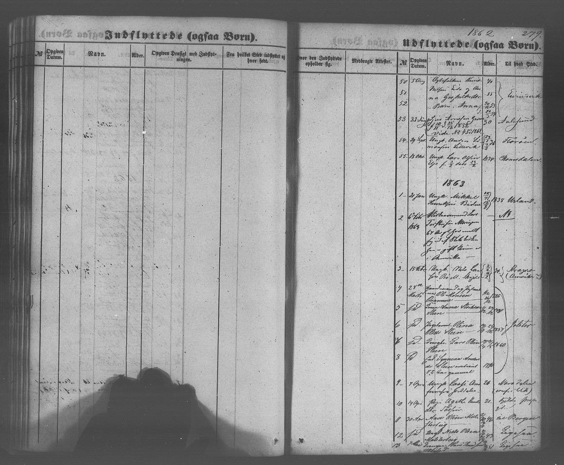 Voss sokneprestembete, SAB/A-79001/H/Haa: Parish register (official) no. A 20, 1855-1886, p. 279