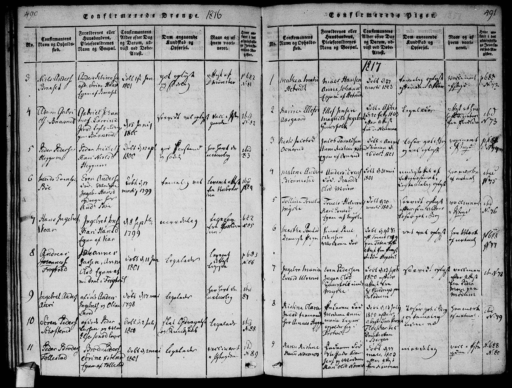 Røyken kirkebøker, SAKO/A-241/F/Fa/L0004: Parish register (official) no. 4, 1814-1832, p. 490-491