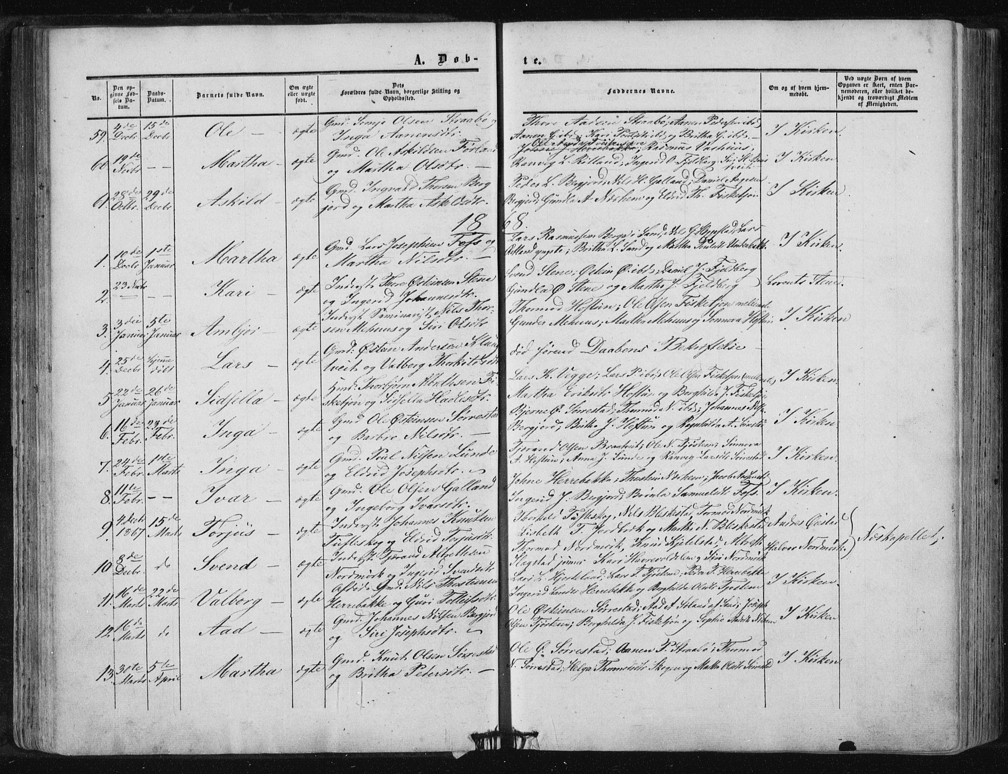 Suldal sokneprestkontor, AV/SAST-A-101845/01/IV/L0009: Parish register (official) no. A 9, 1854-1868