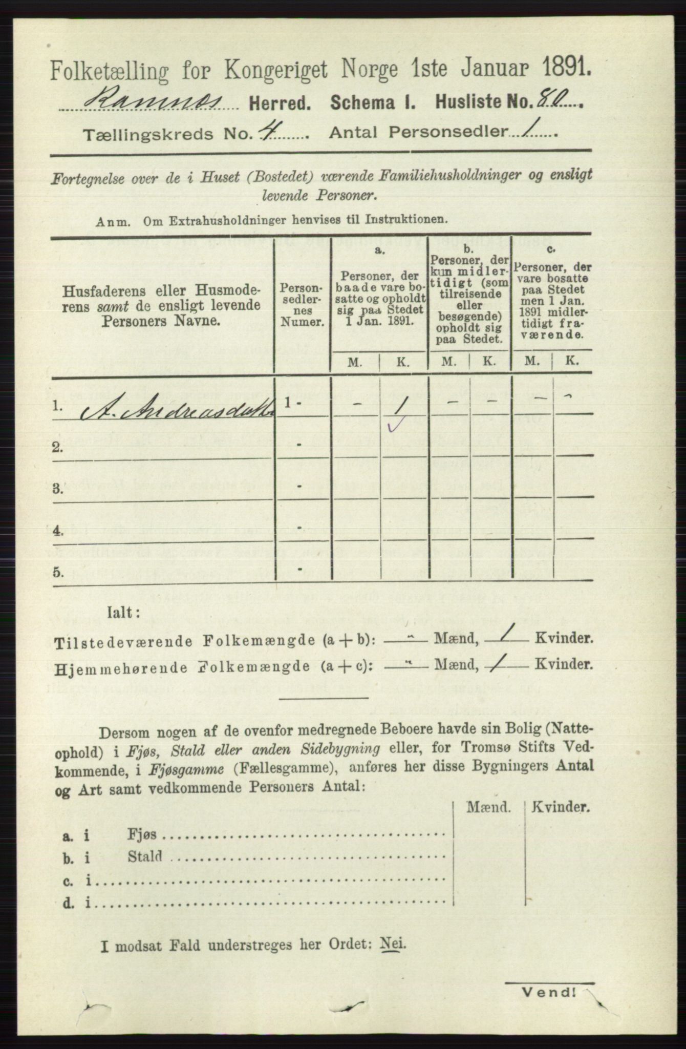 RA, 1891 census for 0718 Ramnes, 1891, p. 1940