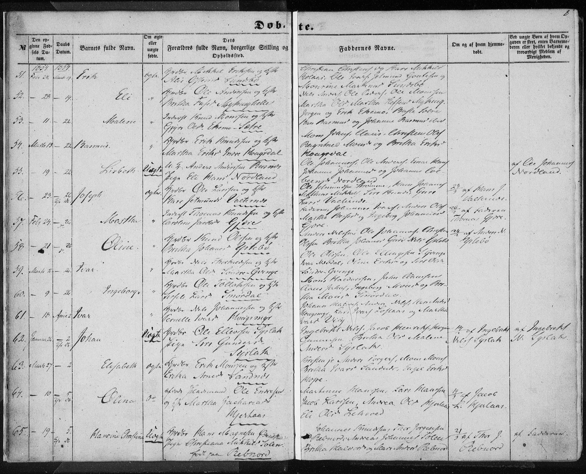 Lindås Sokneprestembete, SAB/A-76701/H/Haa: Parish register (official) no. A 11, 1854-1869, p. 8