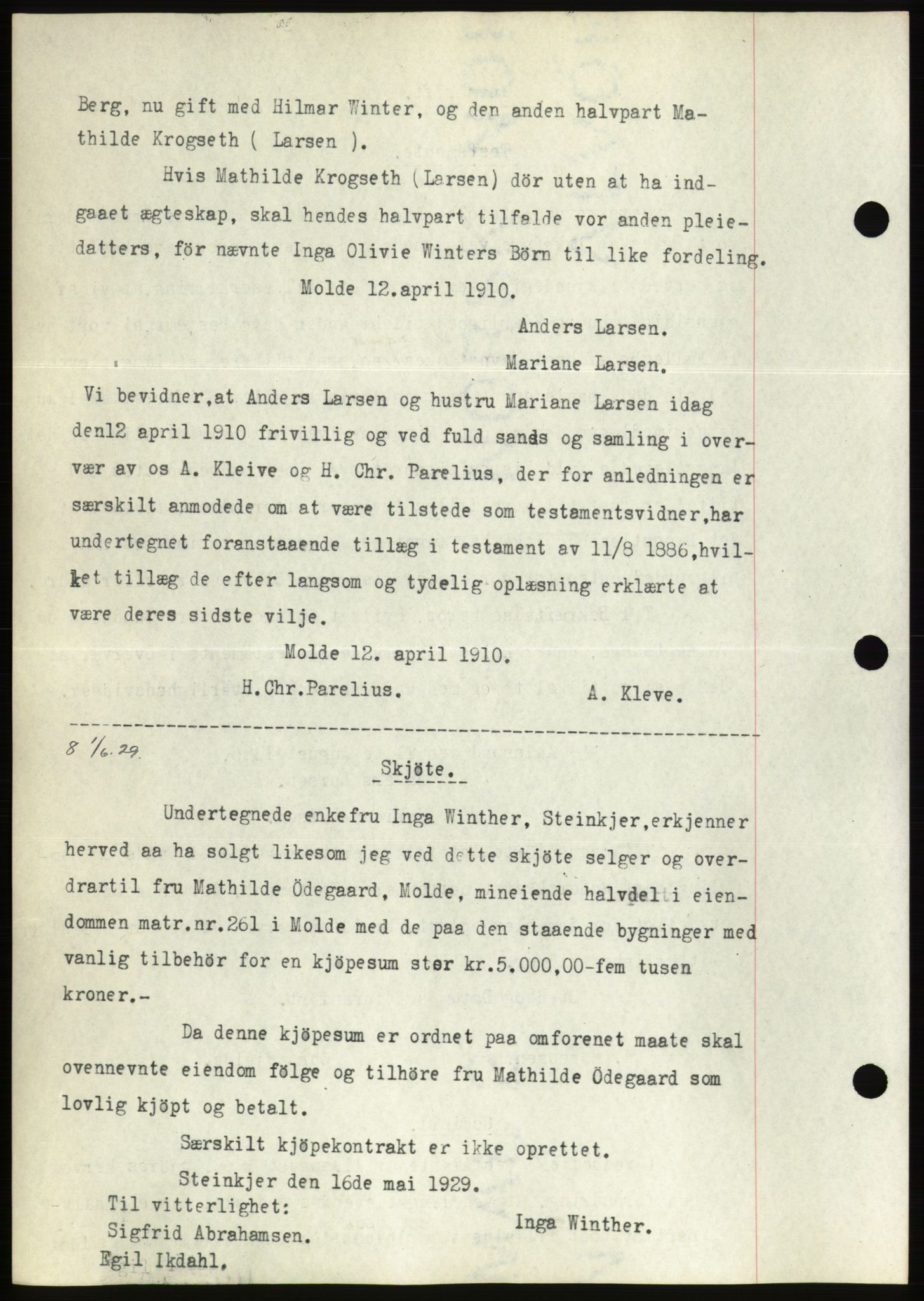 Molde byfogd, AV/SAT-A-0025/2/2C/L0011: Mortgage book no. 11, 1926-1932, Deed date: 01.06.1929