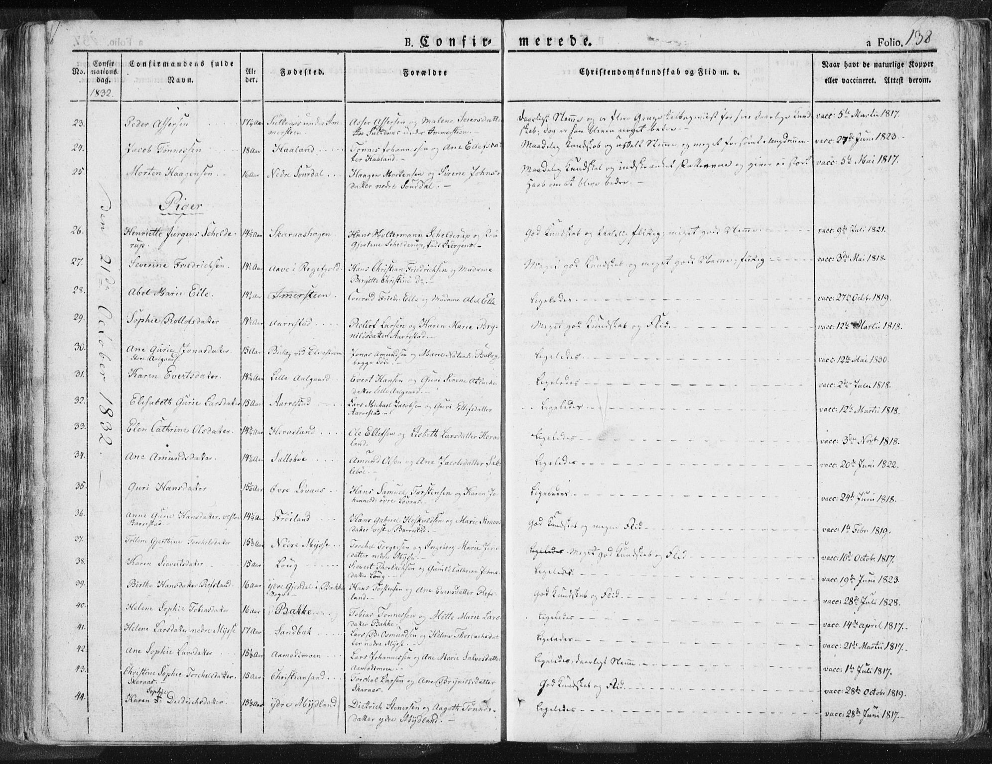 Sokndal sokneprestkontor, AV/SAST-A-101808: Parish register (official) no. A 7.1, 1826-1842, p. 138