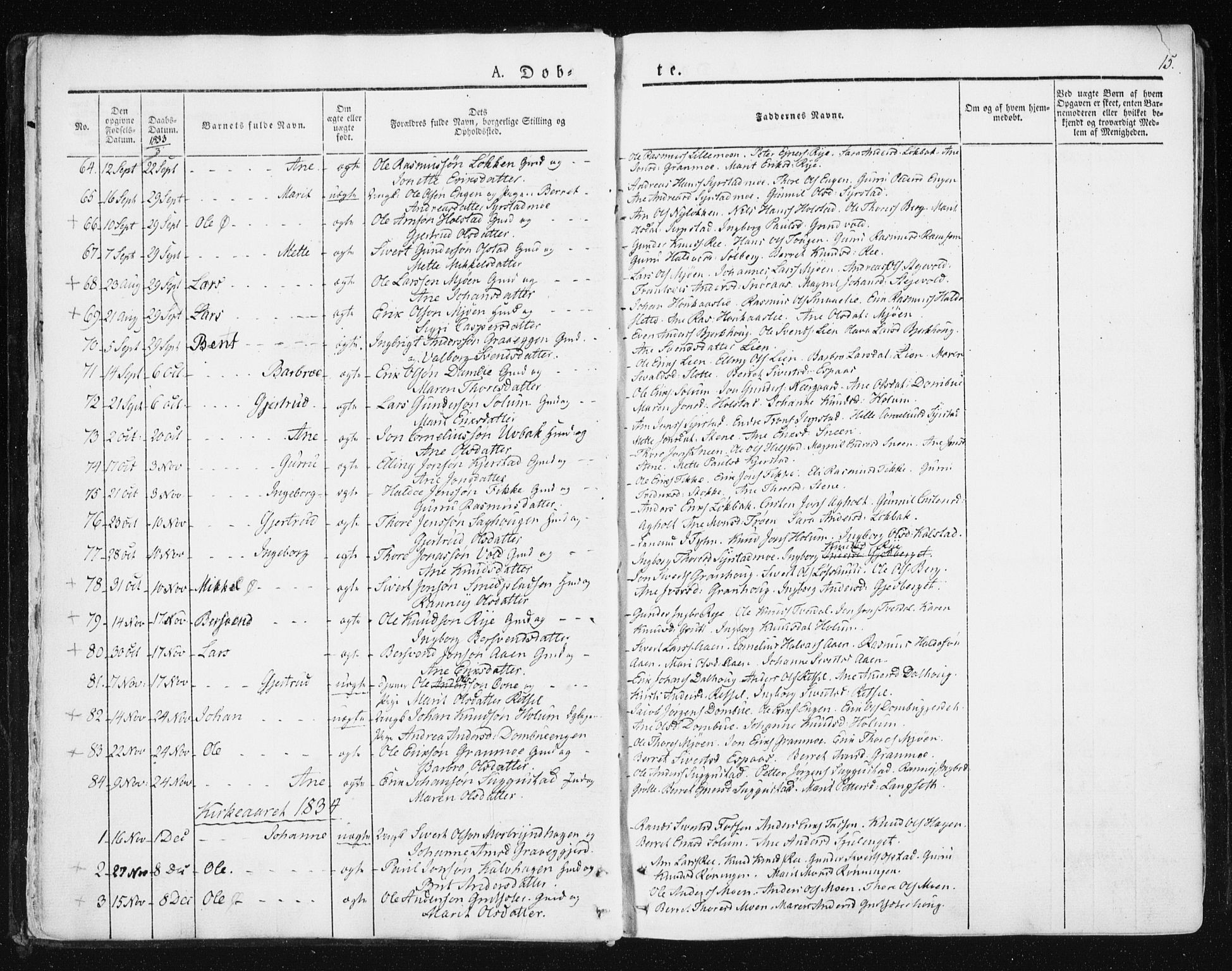 Ministerialprotokoller, klokkerbøker og fødselsregistre - Sør-Trøndelag, SAT/A-1456/672/L0855: Parish register (official) no. 672A07, 1829-1860, p. 15