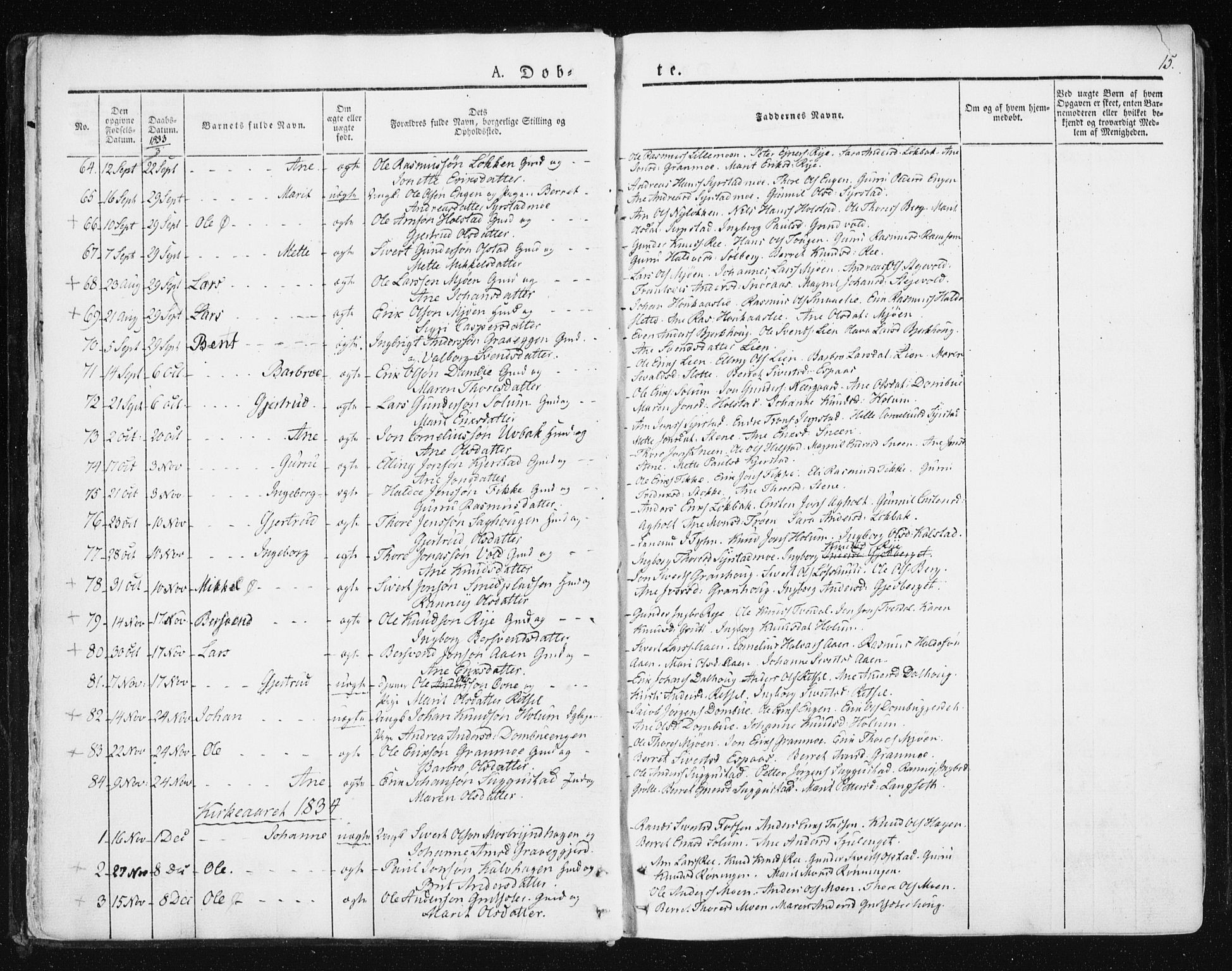 Ministerialprotokoller, klokkerbøker og fødselsregistre - Sør-Trøndelag, AV/SAT-A-1456/672/L0855: Parish register (official) no. 672A07, 1829-1860, p. 15