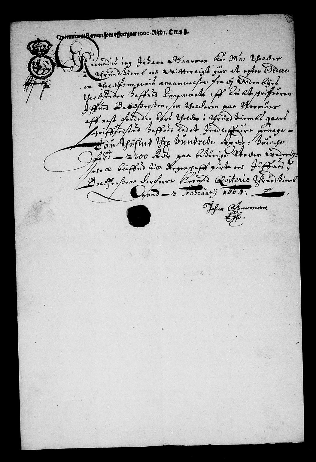 Rentekammeret inntil 1814, Reviderte regnskaper, Stiftamtstueregnskaper, Trondheim stiftamt og Nordland amt, AV/RA-EA-6044/R/Rd/L0007: Trondheim stiftamt, 1663