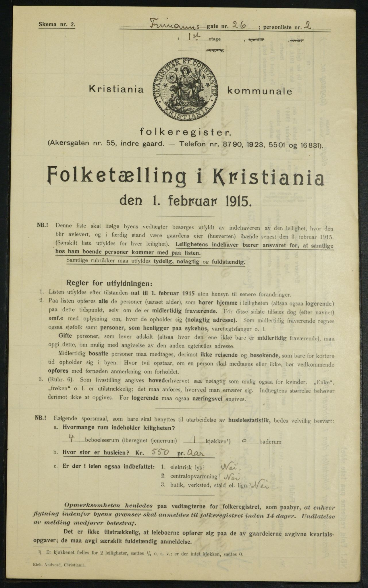 OBA, Municipal Census 1915 for Kristiania, 1915, p. 26719