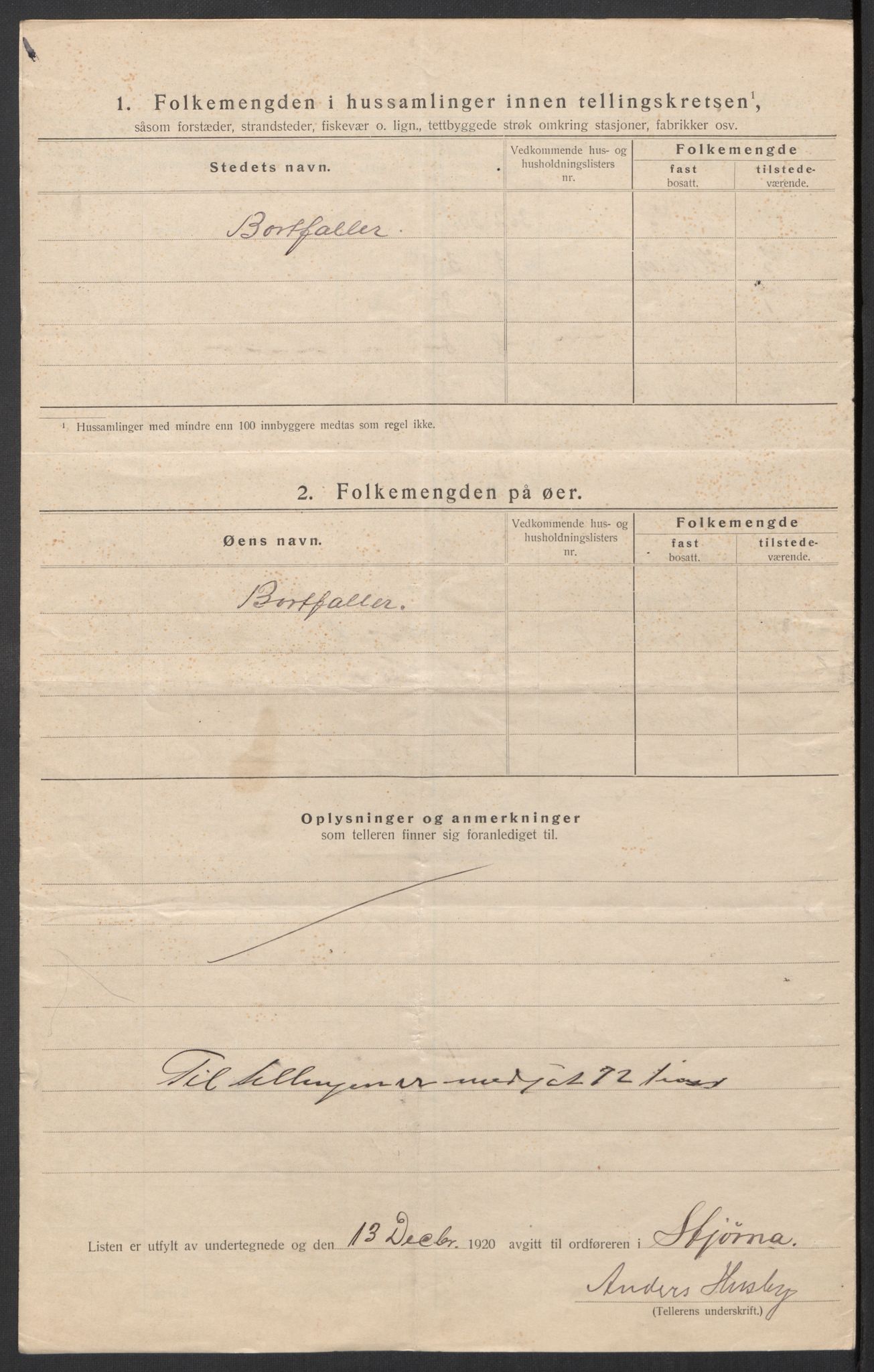 SAT, 1920 census for Stjørna, 1920, p. 19