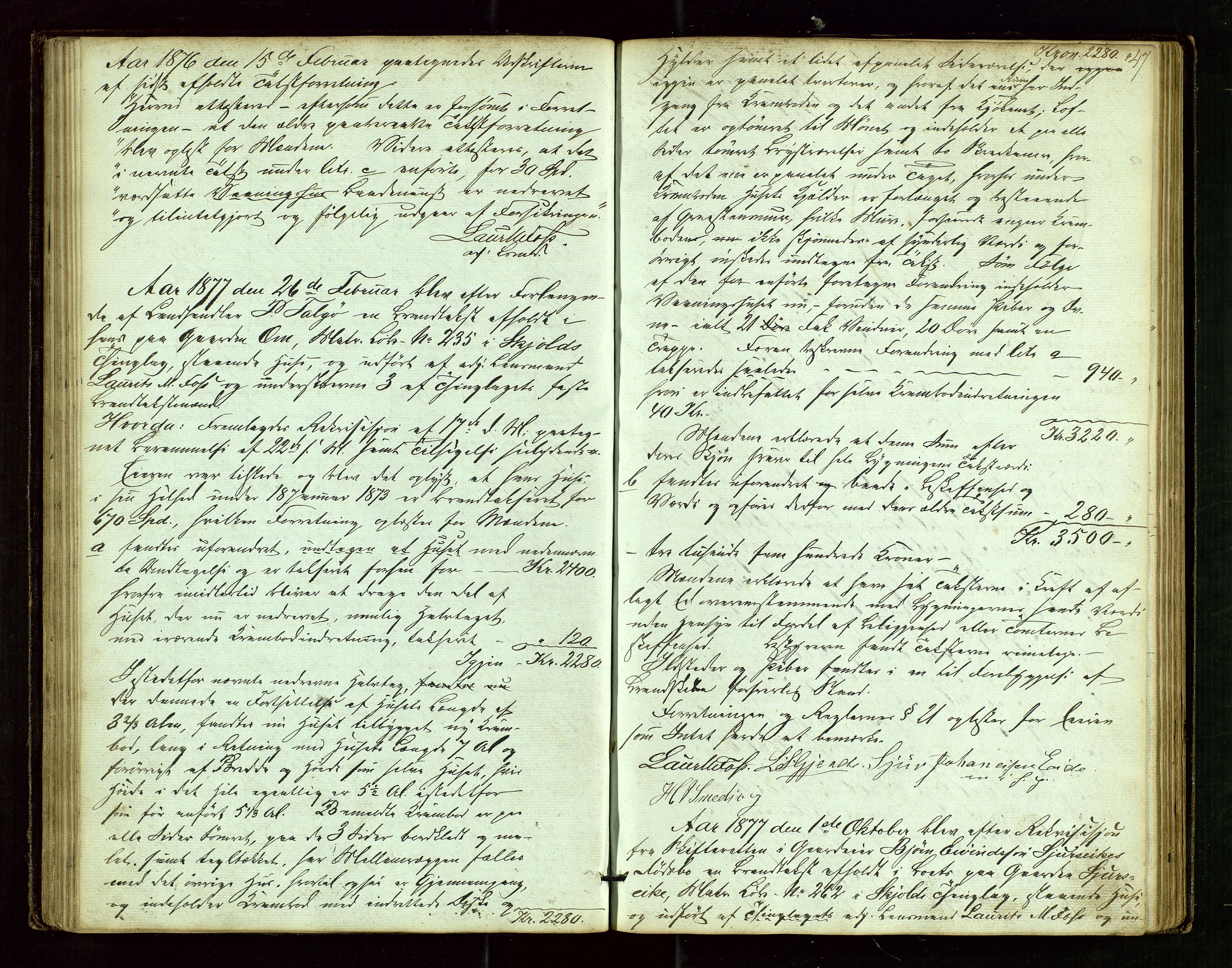 Skjold lensmannskontor, AV/SAST-A-100182/Goa/L0001: "Brandtaxations-Protocol for Skjold Thinglaug i Ryfylke", 1853-1890, p. 46b-47a