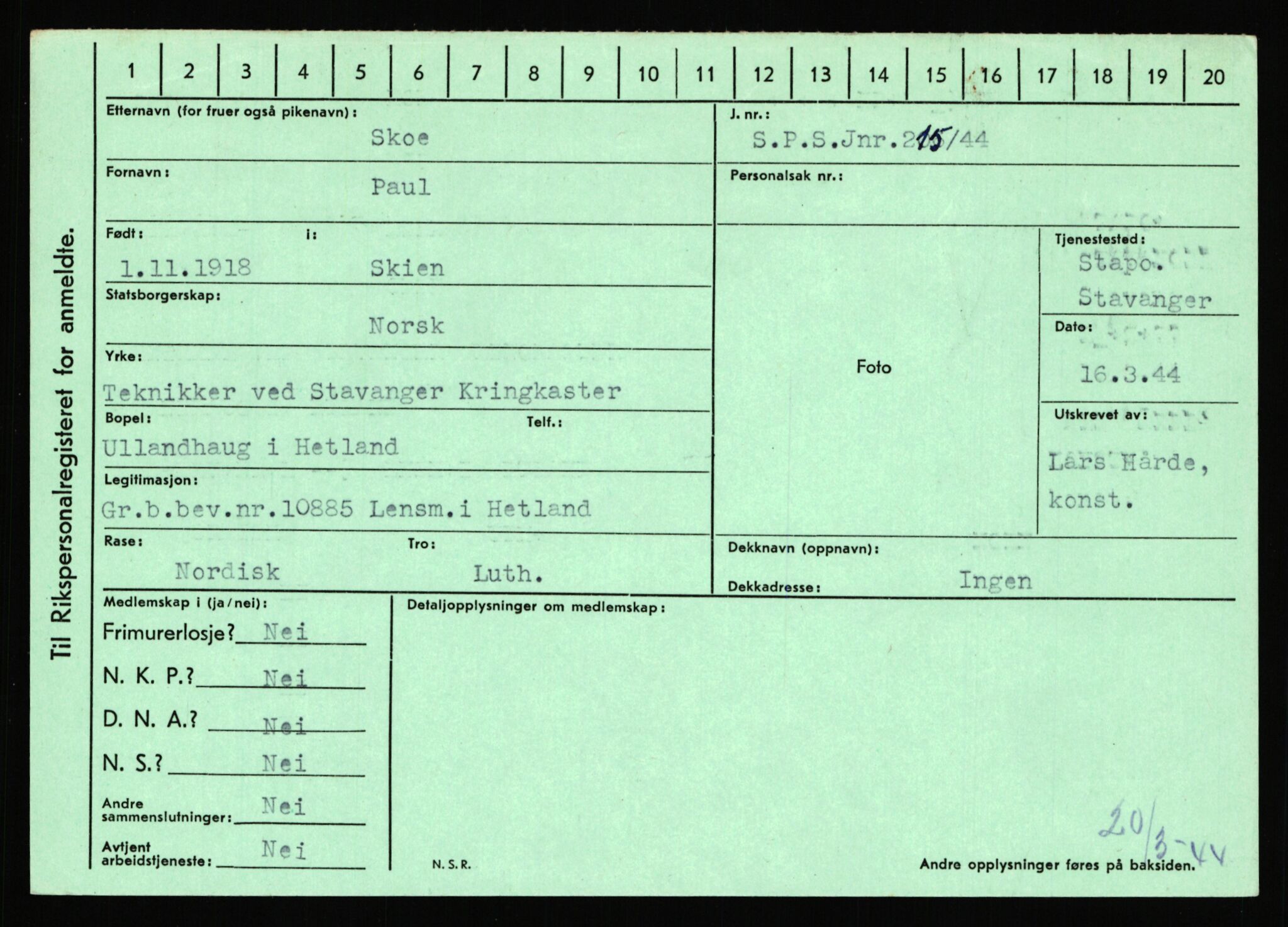 Statspolitiet - Hovedkontoret / Osloavdelingen, AV/RA-S-1329/C/Ca/L0014: Seterlien - Svartås, 1943-1945, p. 1219