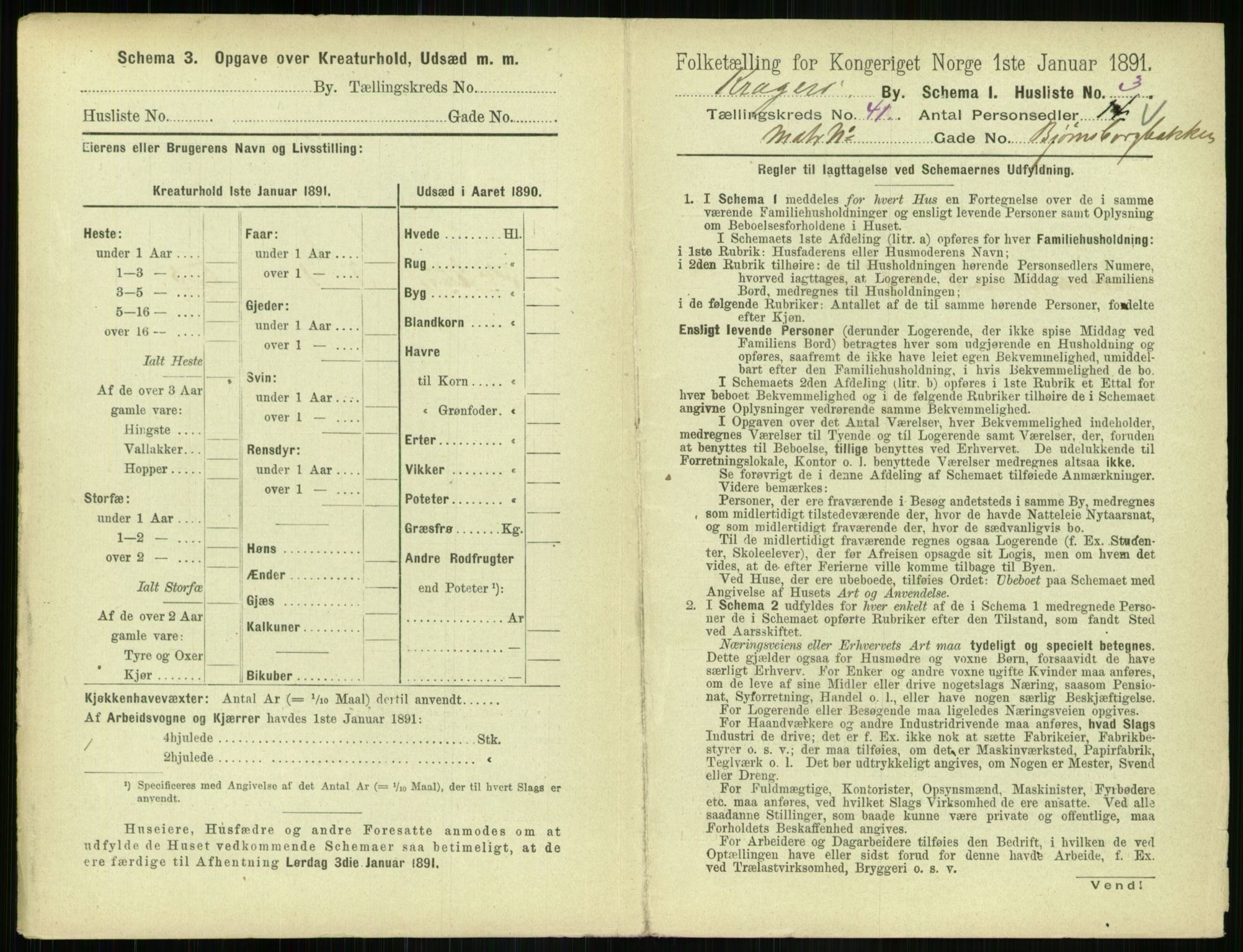 RA, 1891 census for 0801 Kragerø, 1891, p. 1662