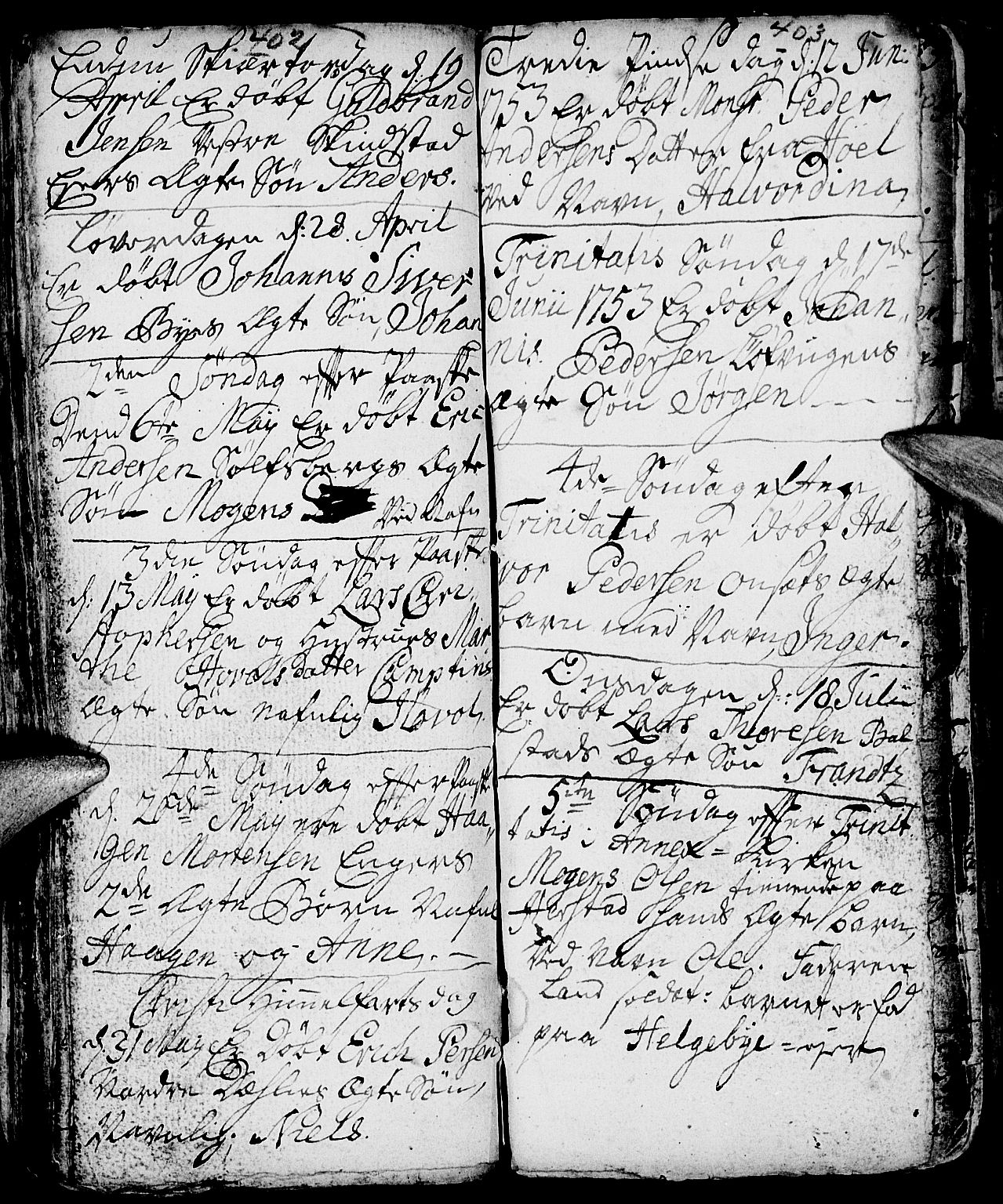 Nes prestekontor, Hedmark, AV/SAH-PREST-020/L/La/L0001: Parish register (copy) no. 1, 1663-1784, p. 402-403