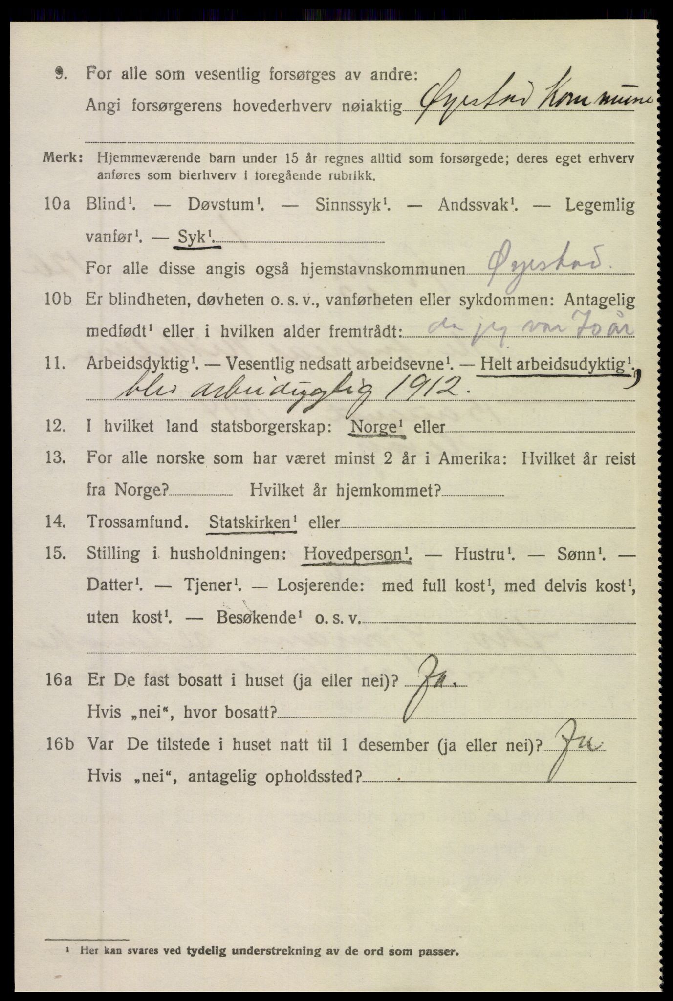 SAK, 1920 census for Øyestad, 1920, p. 8107