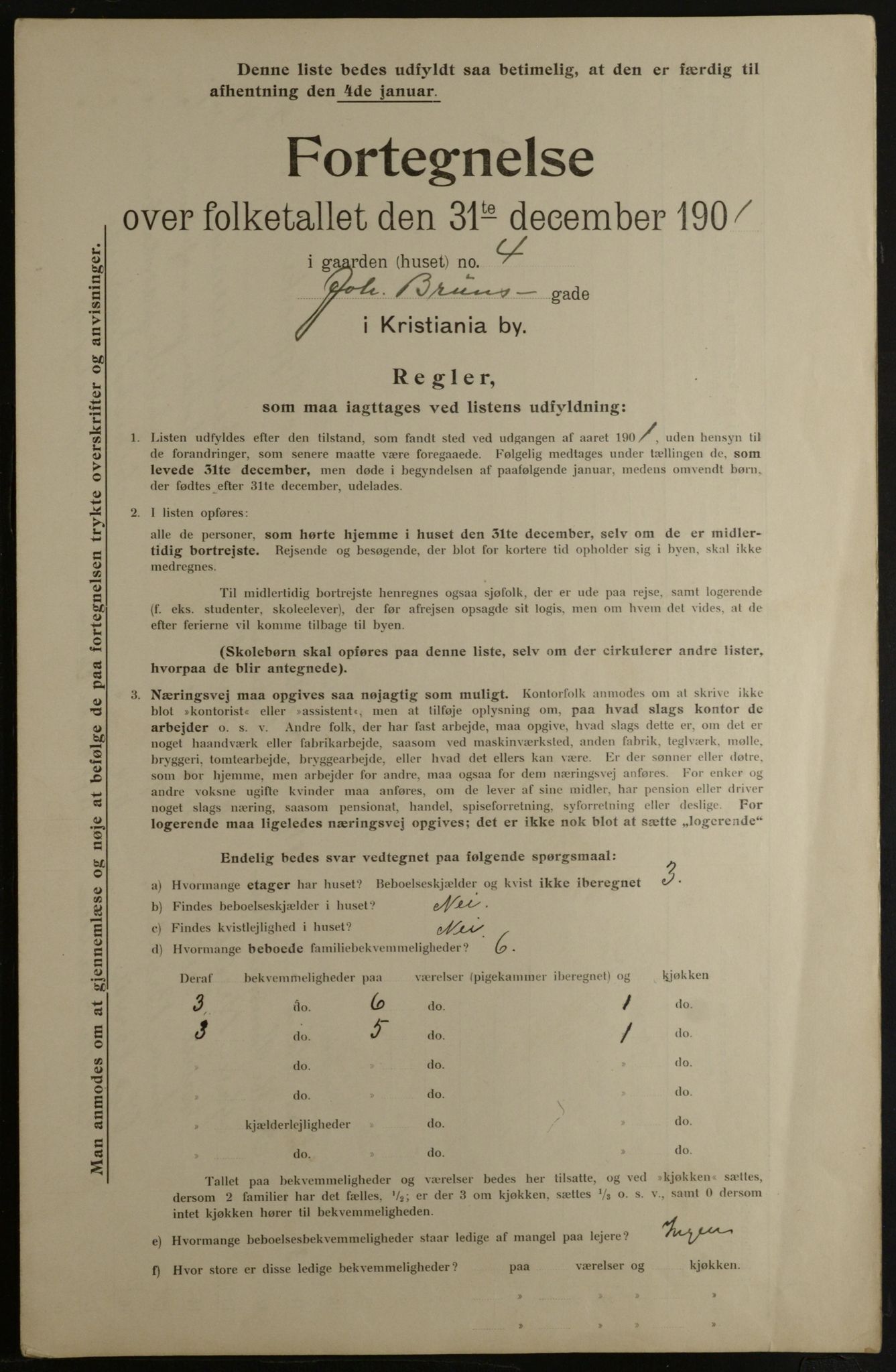 OBA, Municipal Census 1901 for Kristiania, 1901, p. 7308