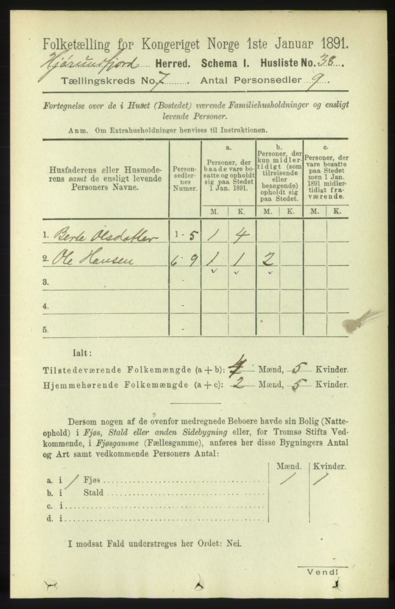 RA, 1891 census for 1522 Hjørundfjord, 1891, p. 1501