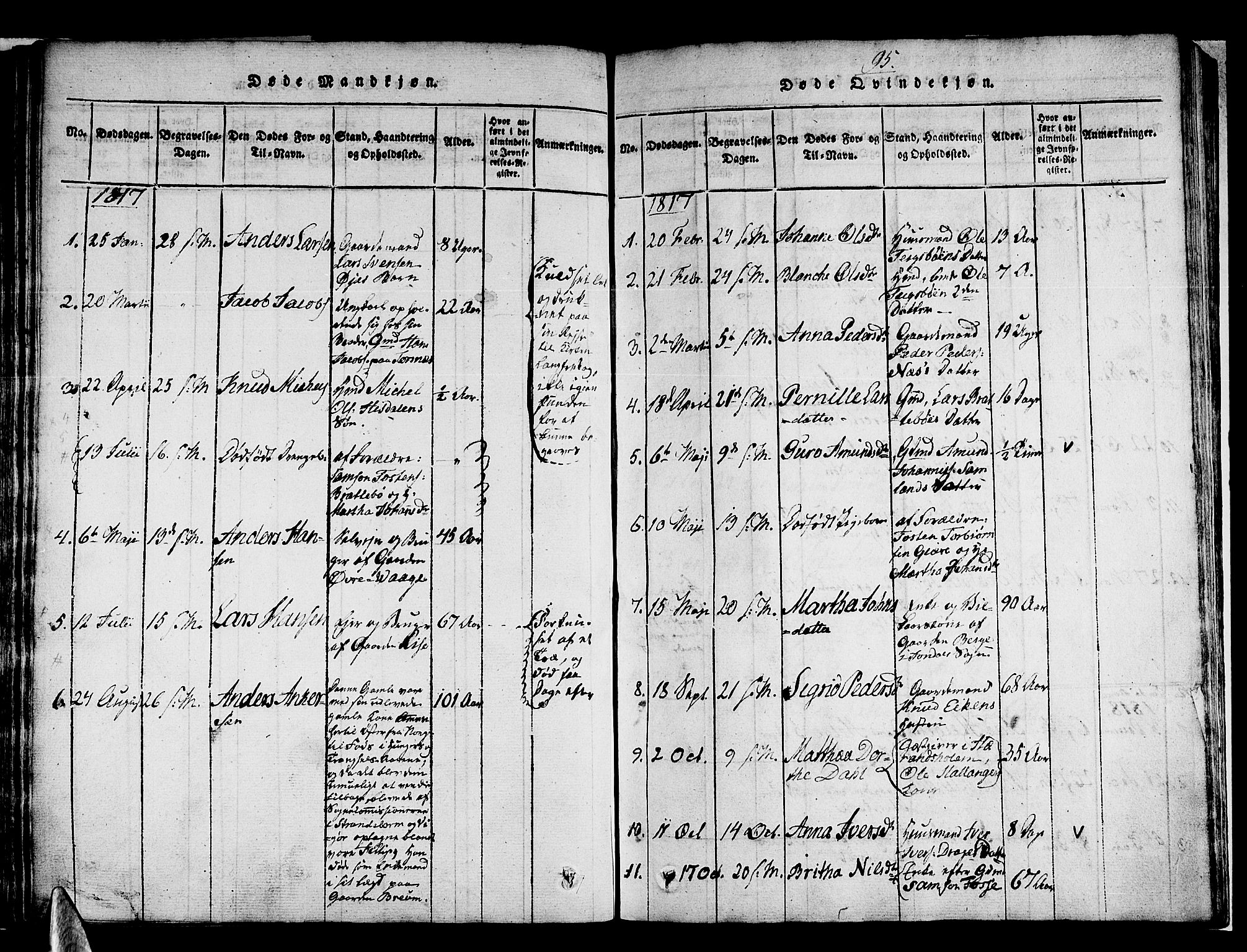 Strandebarm sokneprestembete, AV/SAB-A-78401/H/Haa: Parish register (official) no. A 5, 1816-1826, p. 95