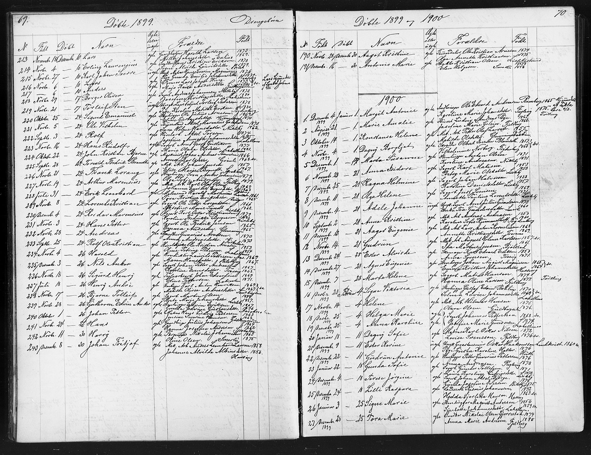 Glemmen prestekontor Kirkebøker, AV/SAO-A-10908/G/Ga/L0006: Parish register (copy) no. 6, 1894-1908, p. 69-70