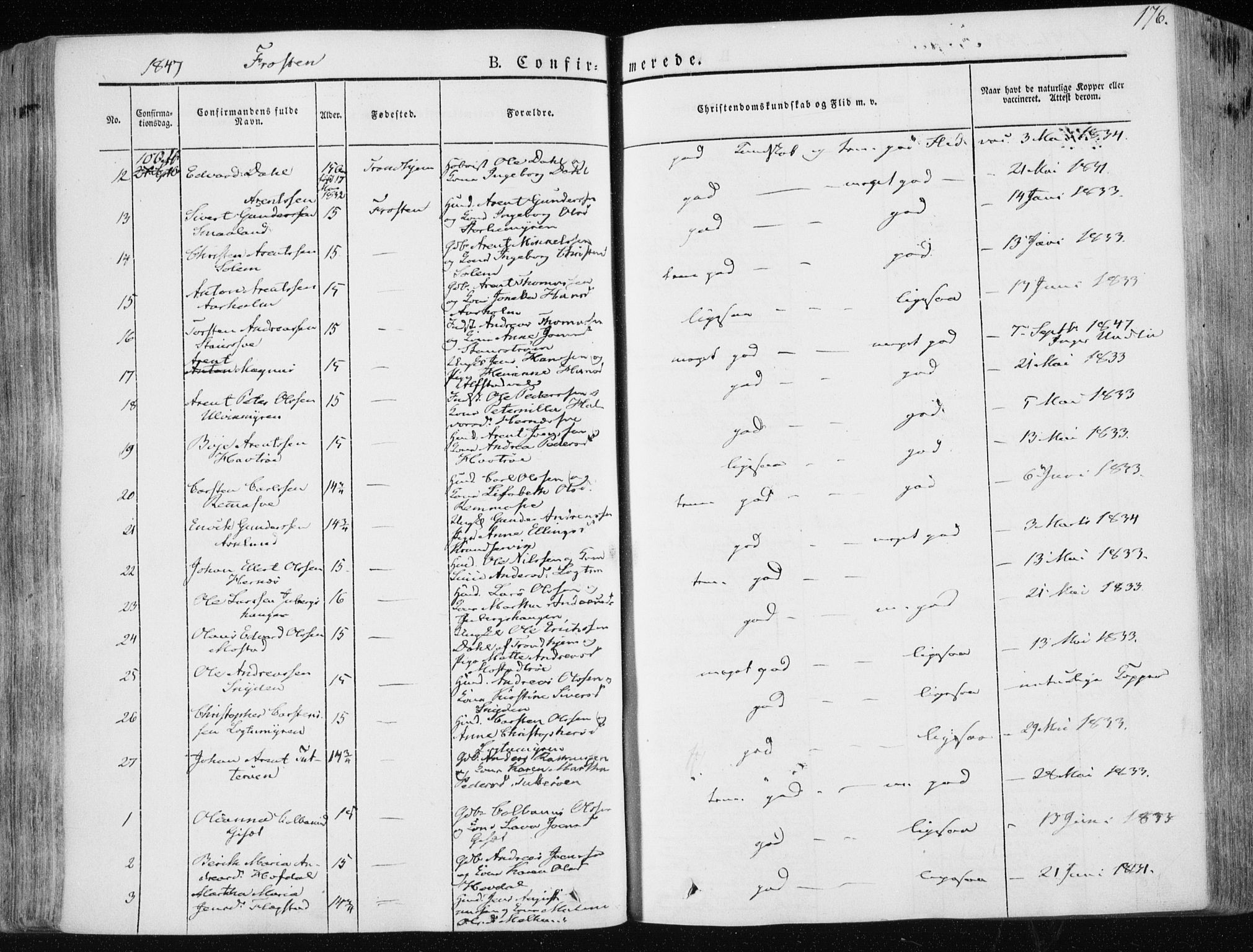 Ministerialprotokoller, klokkerbøker og fødselsregistre - Nord-Trøndelag, SAT/A-1458/713/L0115: Parish register (official) no. 713A06, 1838-1851, p. 176