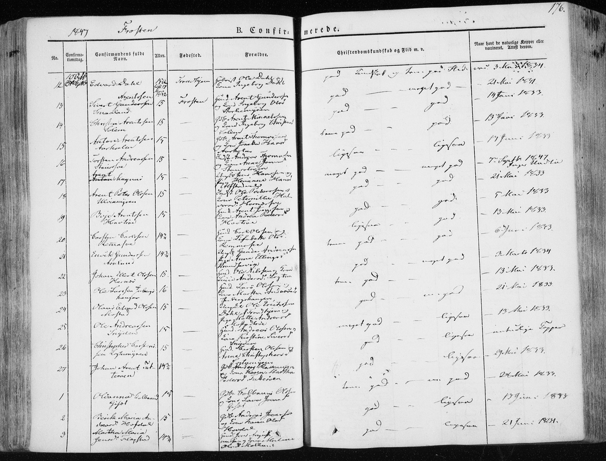 Ministerialprotokoller, klokkerbøker og fødselsregistre - Nord-Trøndelag, AV/SAT-A-1458/713/L0115: Parish register (official) no. 713A06, 1838-1851, p. 176