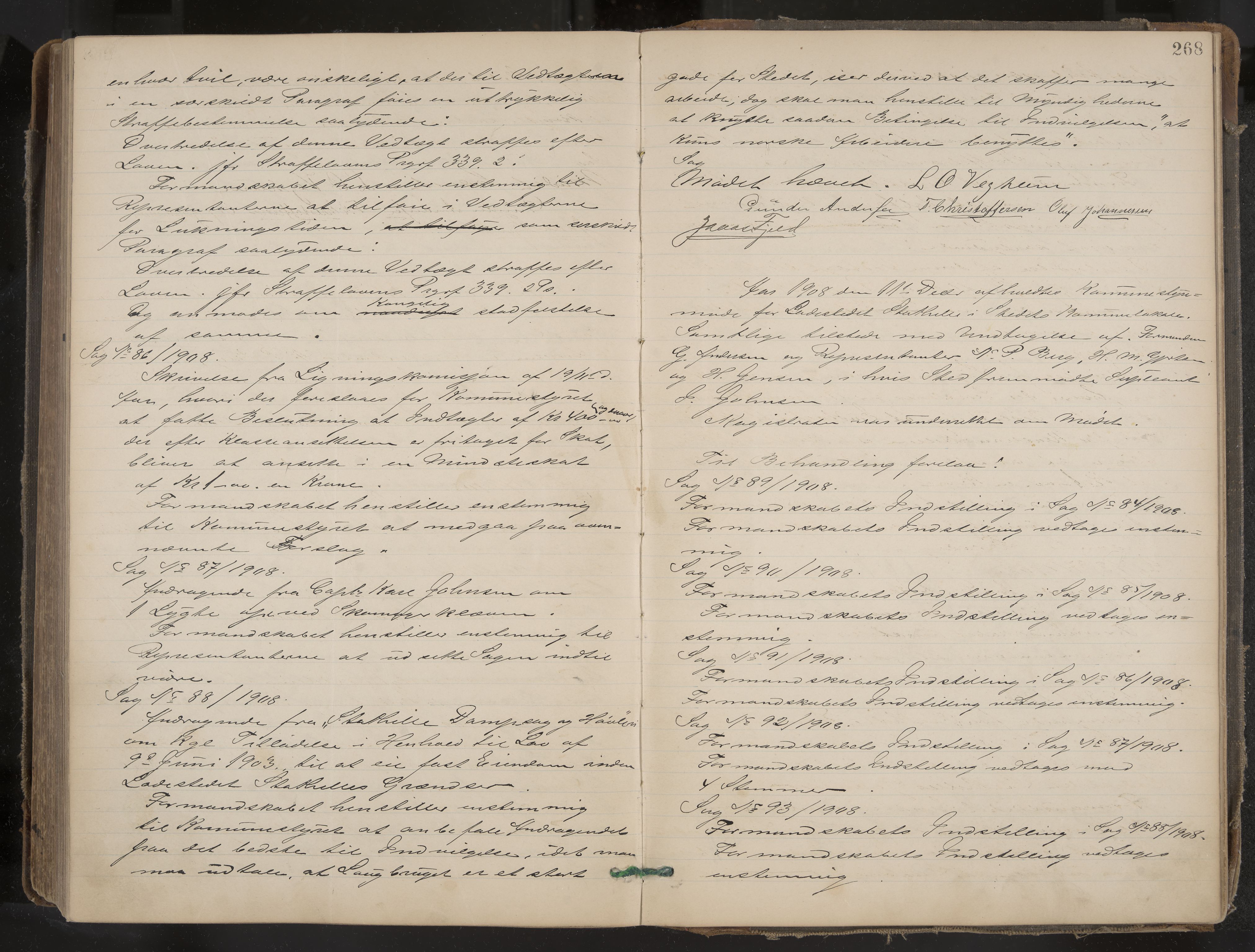 Stathelle formannskap og sentraladministrasjon, IKAK/0803021/A/L0002: Møtebok, 1892-1909, p. 268